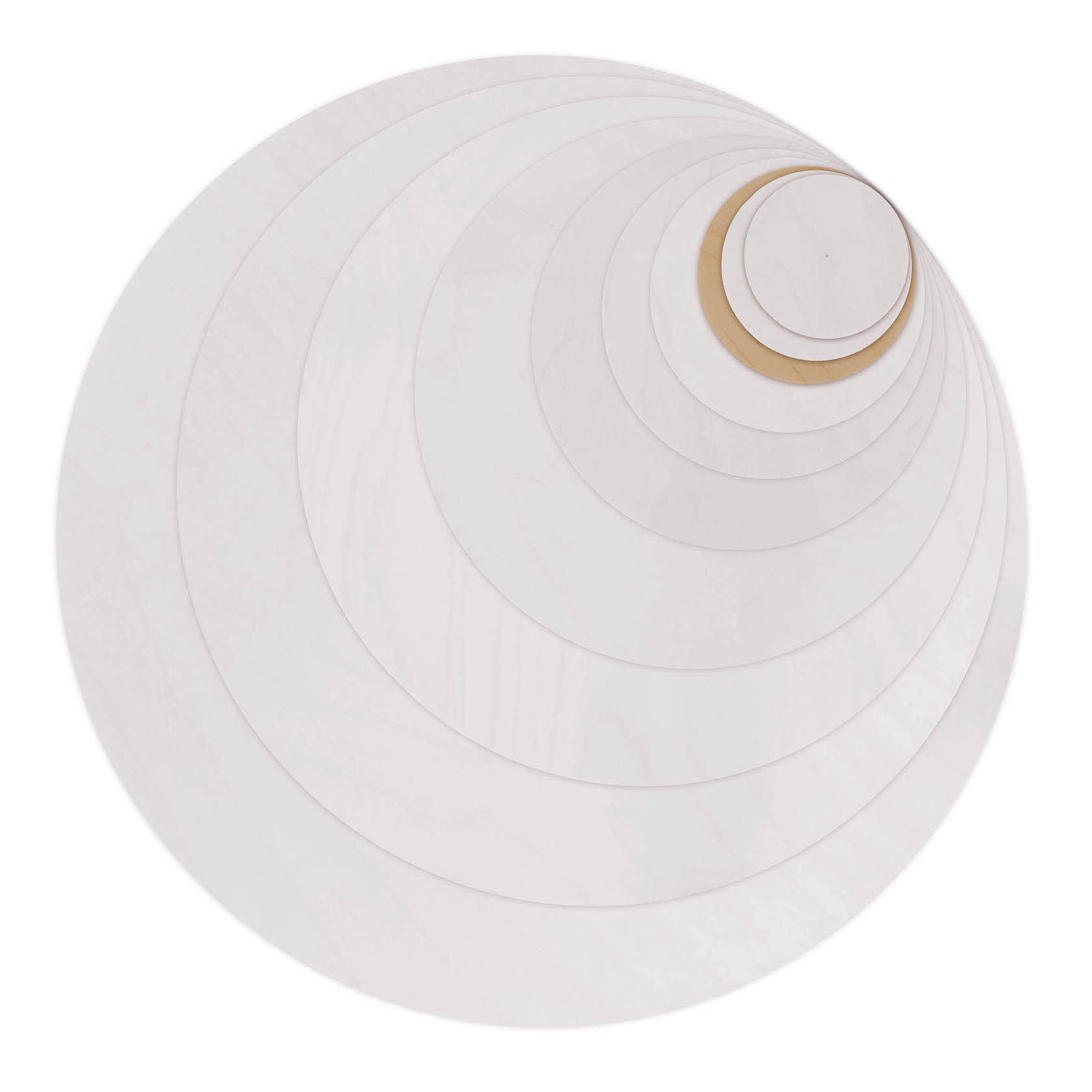 A top view of a pyramidal plate with concentric circular layers and a smooth, minimalist design.