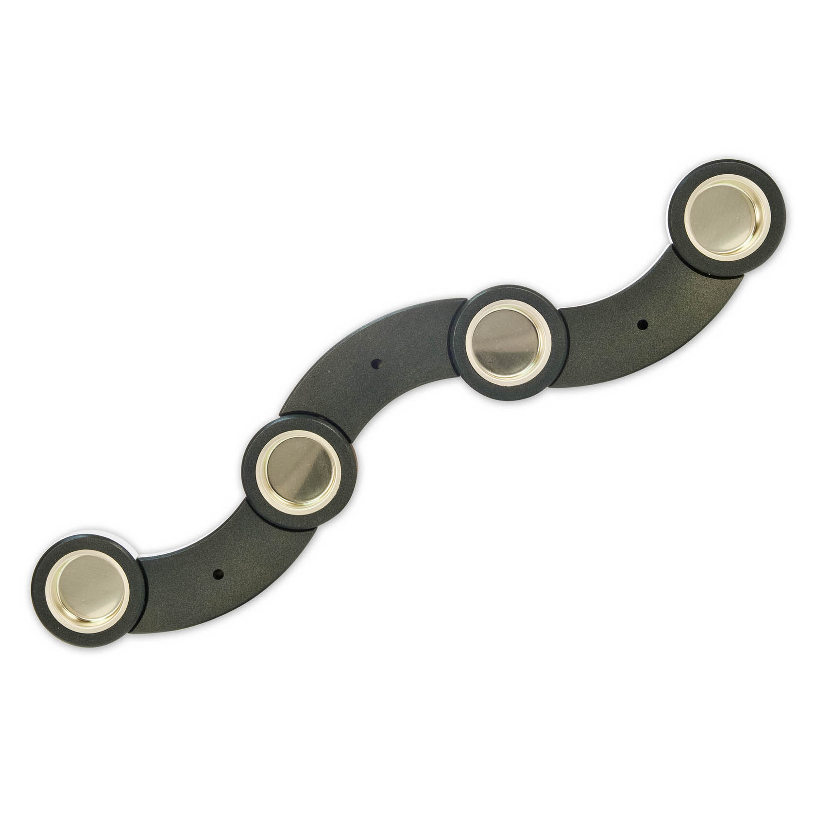 Grüne und goldene, geschwungene Teelichthalterung aus Metall mit Platz für vier Teelichte in schlangenförmigem Design. im Dregeno Online Shop günstig kaufen