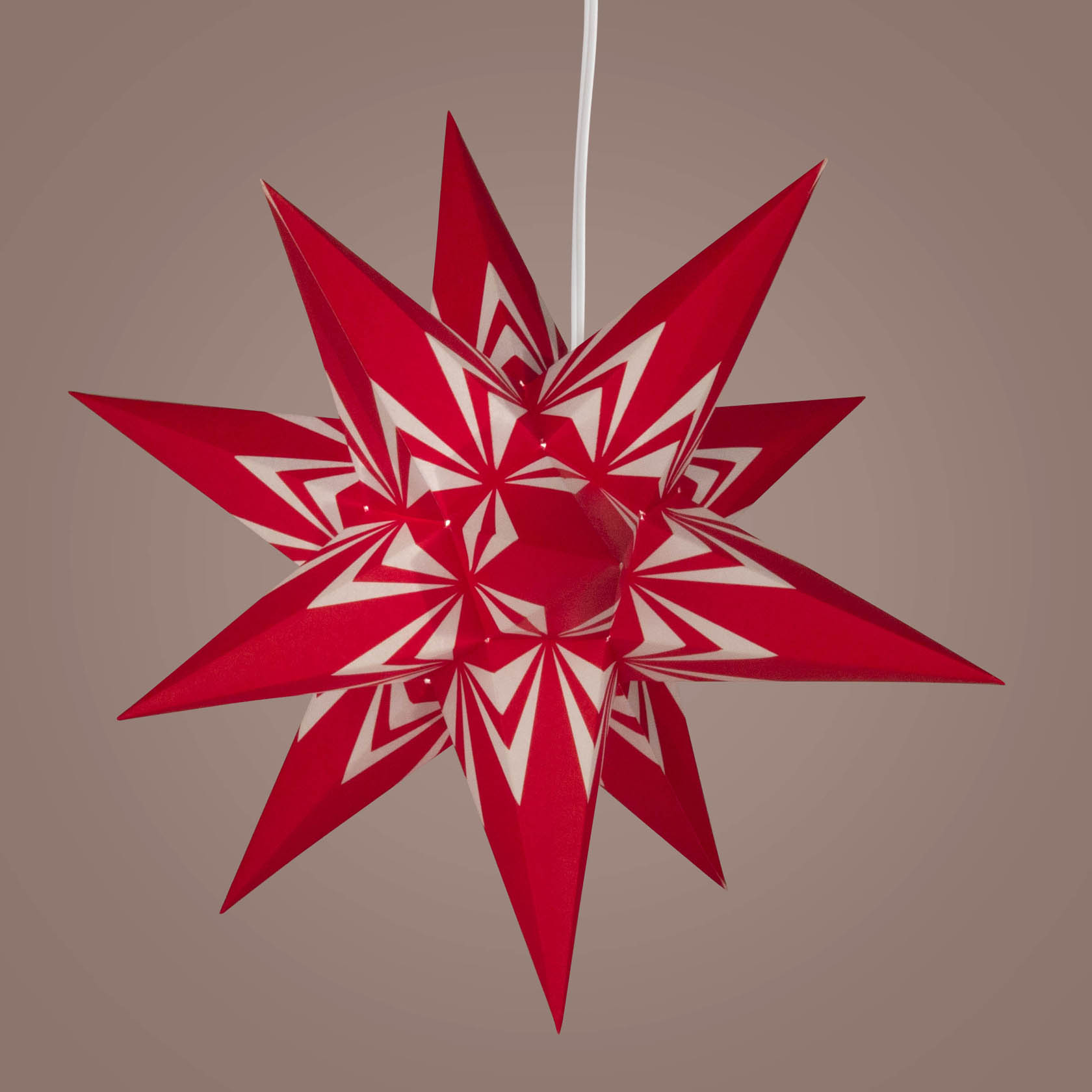 Mini-Adventsstern (1) Ornament auf weiß inkl. elektr. Beleuchtung