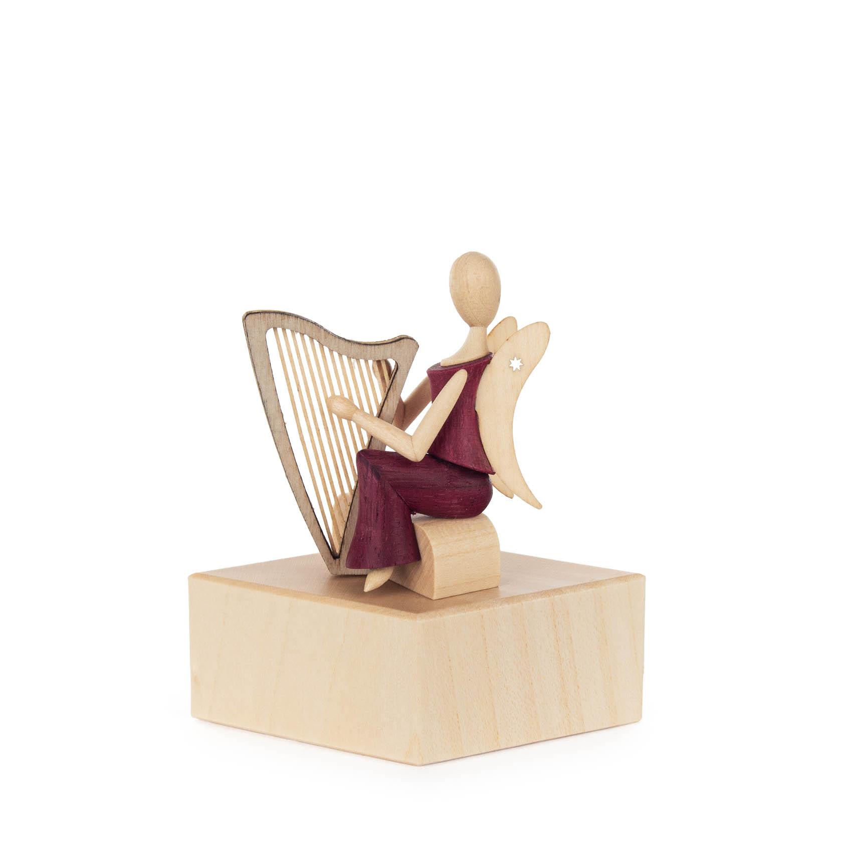 Mini Engel mit Harfe Amaranth-Edelholz  8cm -Sternkopf-