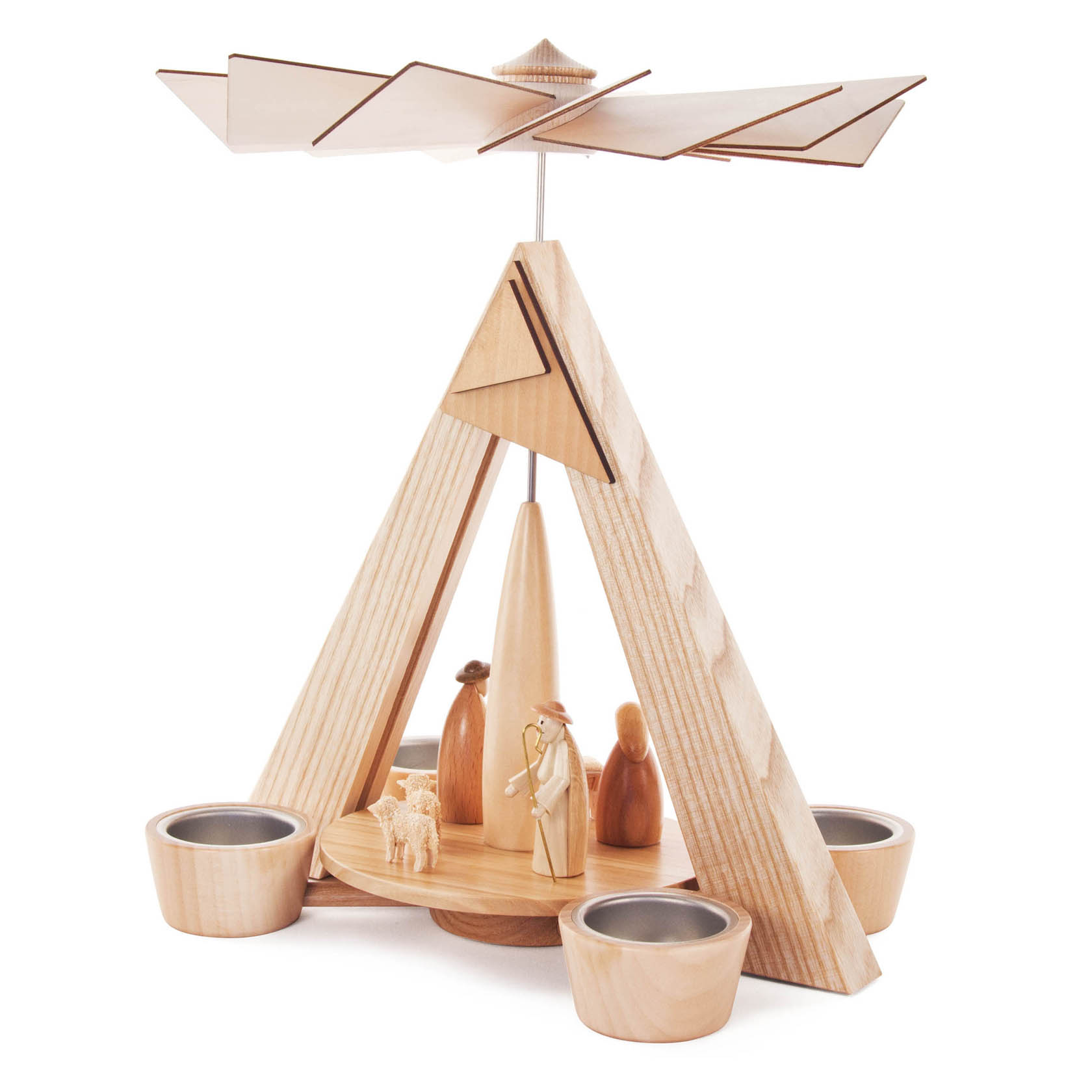 Pyramide mit Christi Geburt natur, für Teelichte