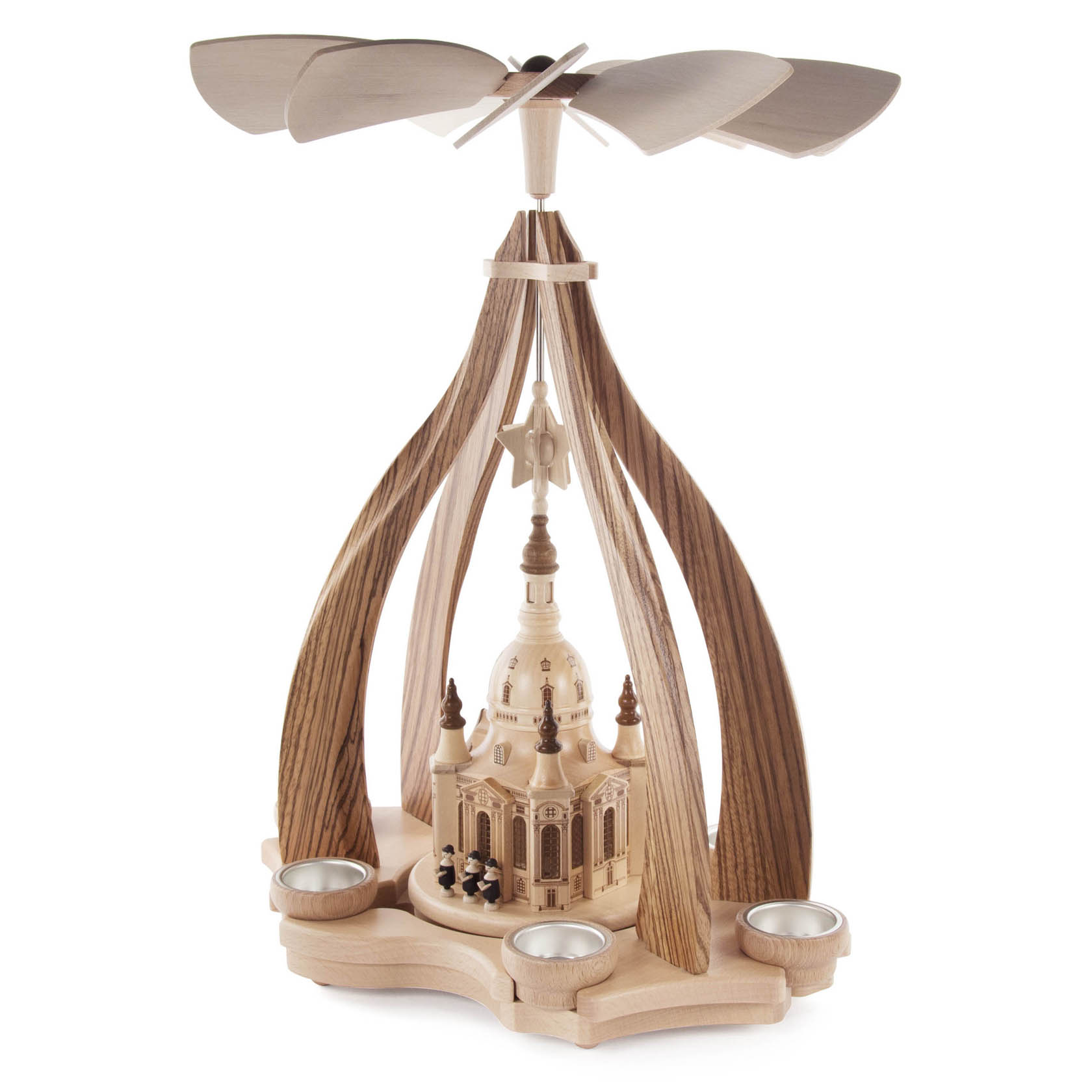 Design-Pyramide "Dresdner Frauenkirche" Zebrano, für Teelichte