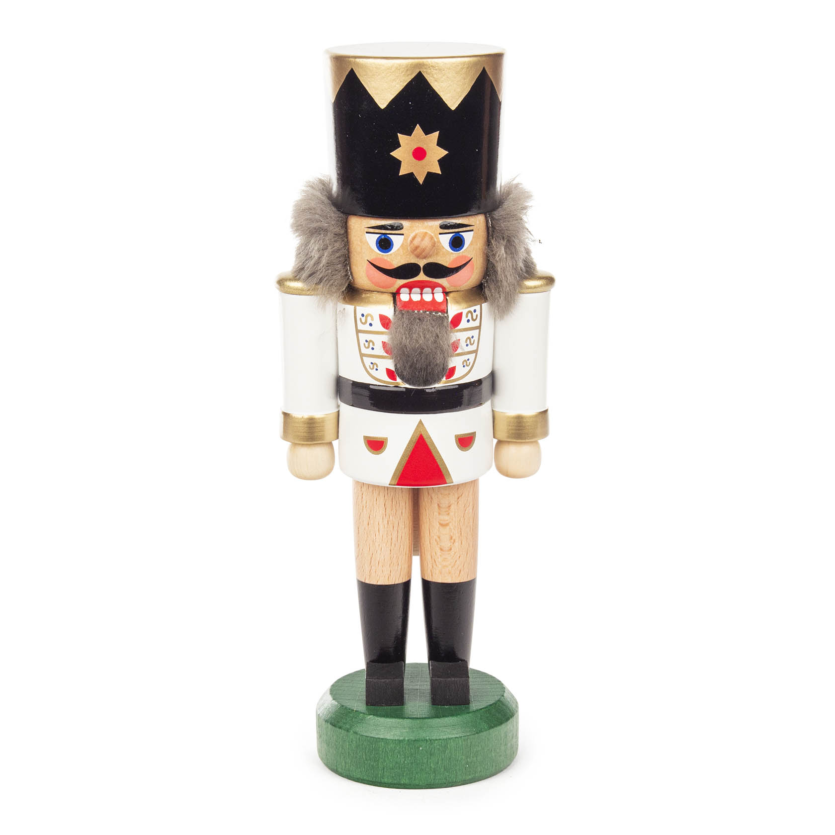 Nussknacker König weiß-natur, 18cm