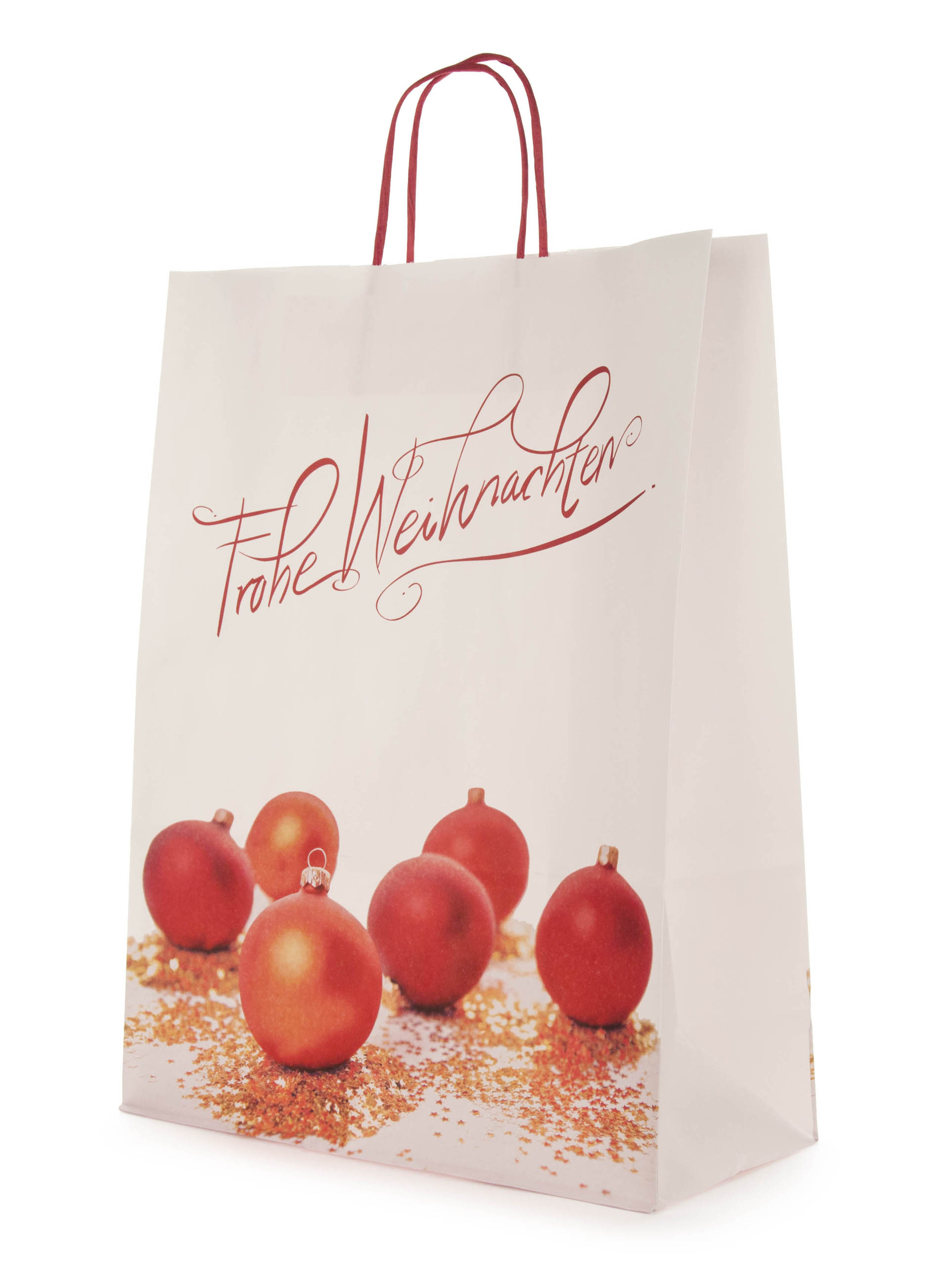 Papiertragetasche 320x140x420 mm Weihnachtskugel mit Schriftzug 