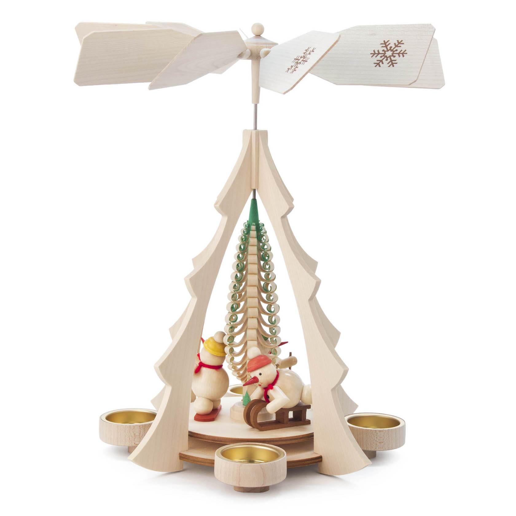 Pyramide mit Schneemännern, für Teelichte