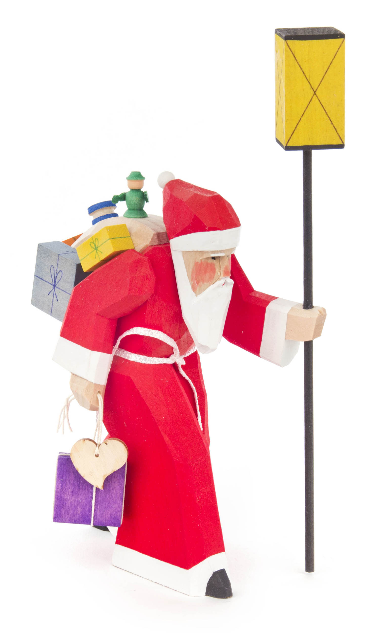 Weihnachtsmann mit Laterne  und Geschenken 