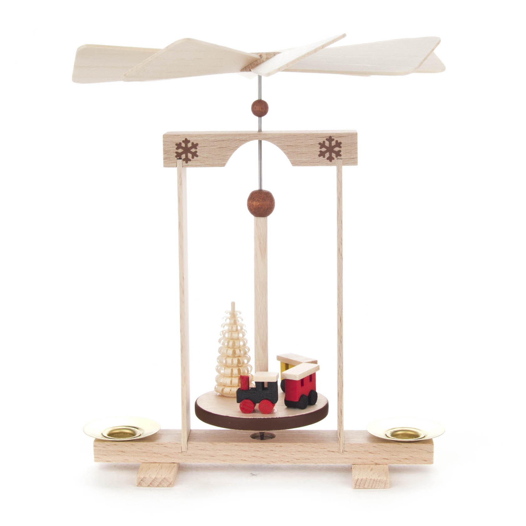 Holz-Wärmespiel mit Teelichthaltern, einem Propeller, einem kleinen Zug und einem Baum. im Dregeno Online Shop günstig kaufen