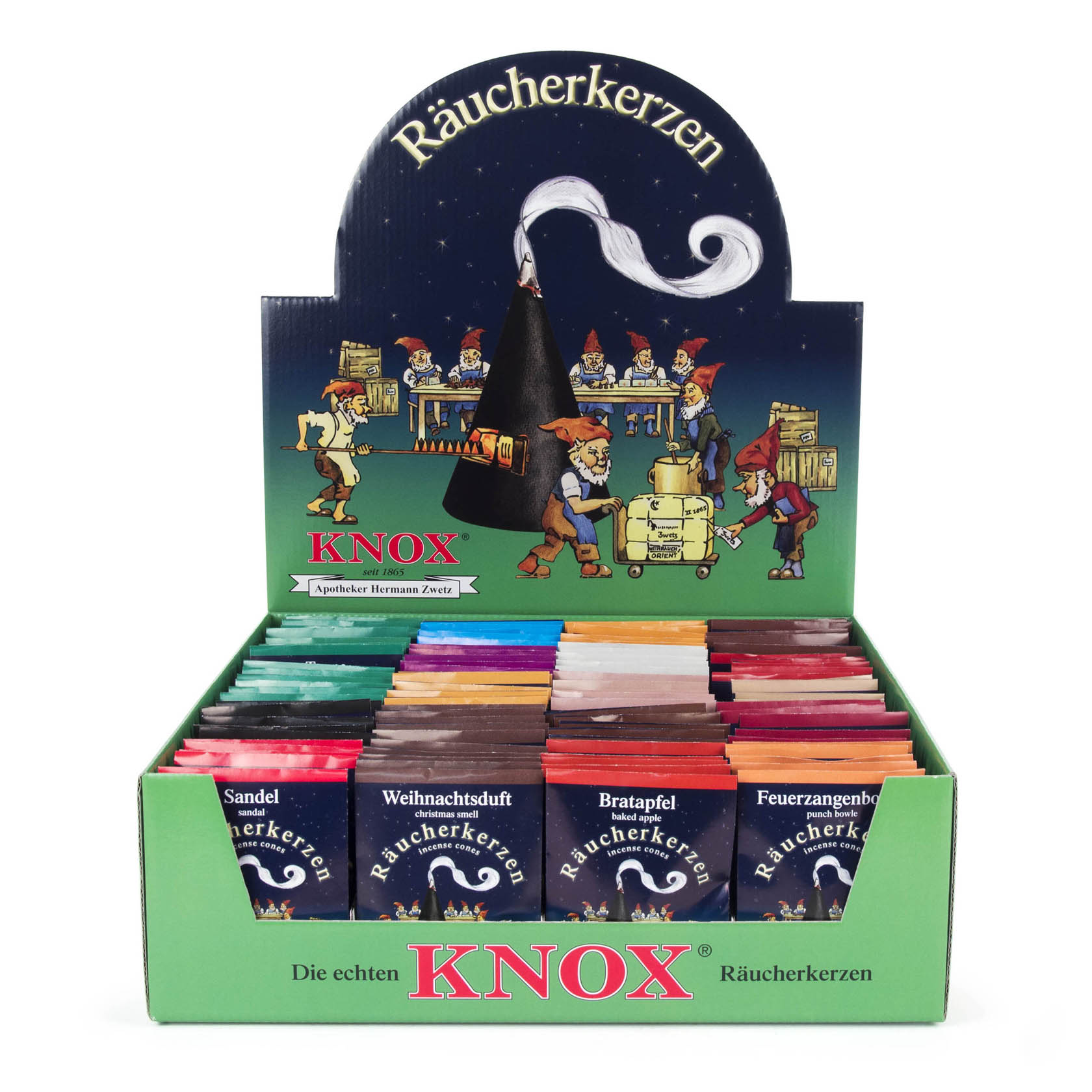 Verkaufsdisplay KNOX Räucherkerzen, 100 Beutel à 5 Stück im Dregeno Online Shop günstig kaufen