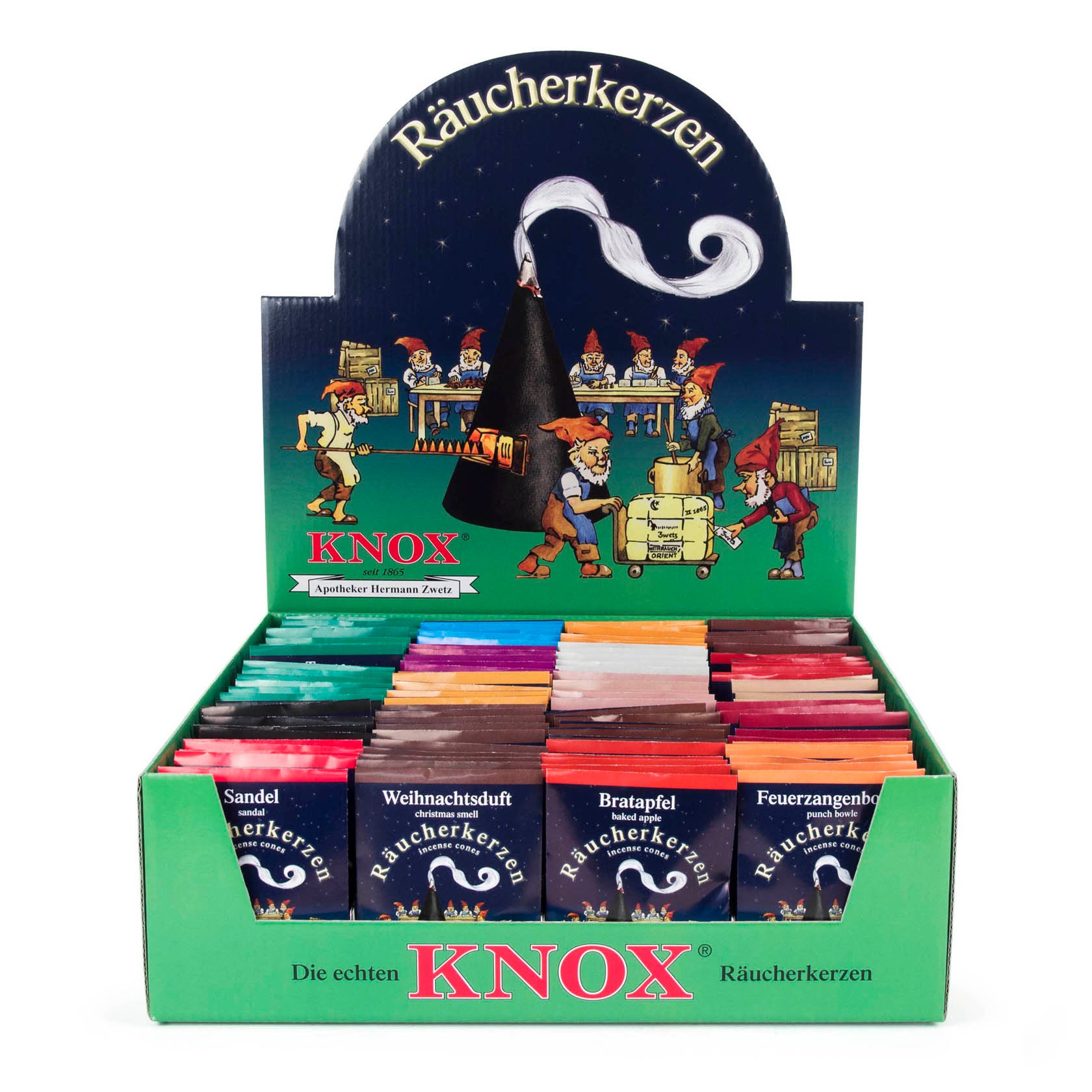 Verkaufsdisplay KNOX Räucherkerzen, 100 Beutel à 5 Stück im Dregeno Online Shop günstig kaufen