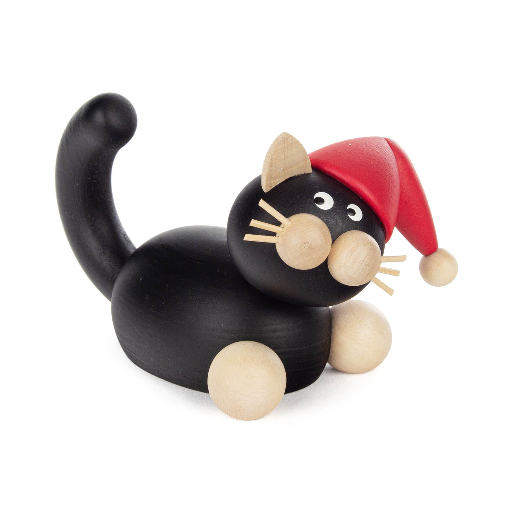 Katze Hilde, schwarz-weiß auf der Lauer, mit Weihnachtsmütze im Dregeno Online Shop günstig kaufen