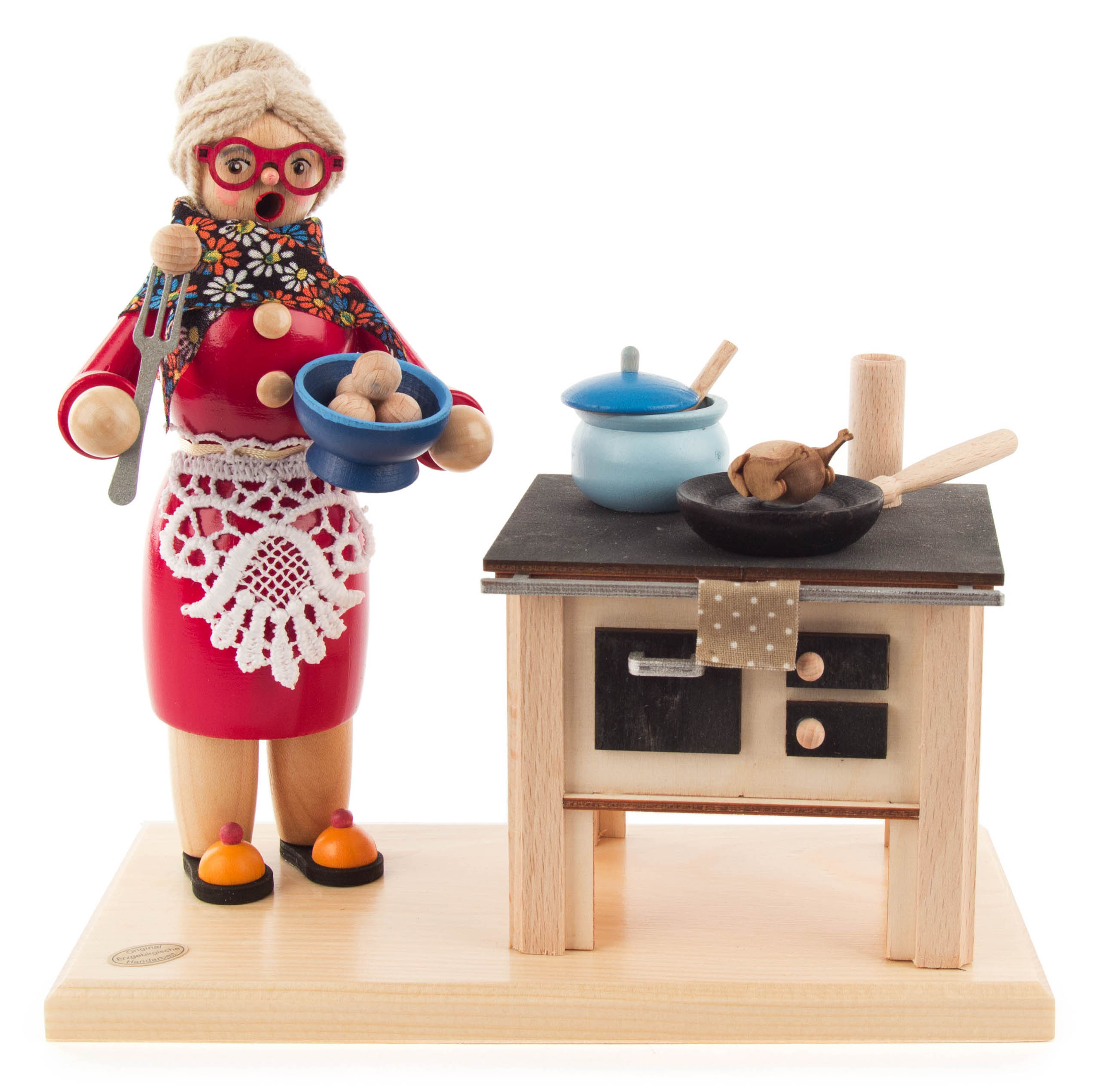 Räucherfigur "Erna" beim Kochen  