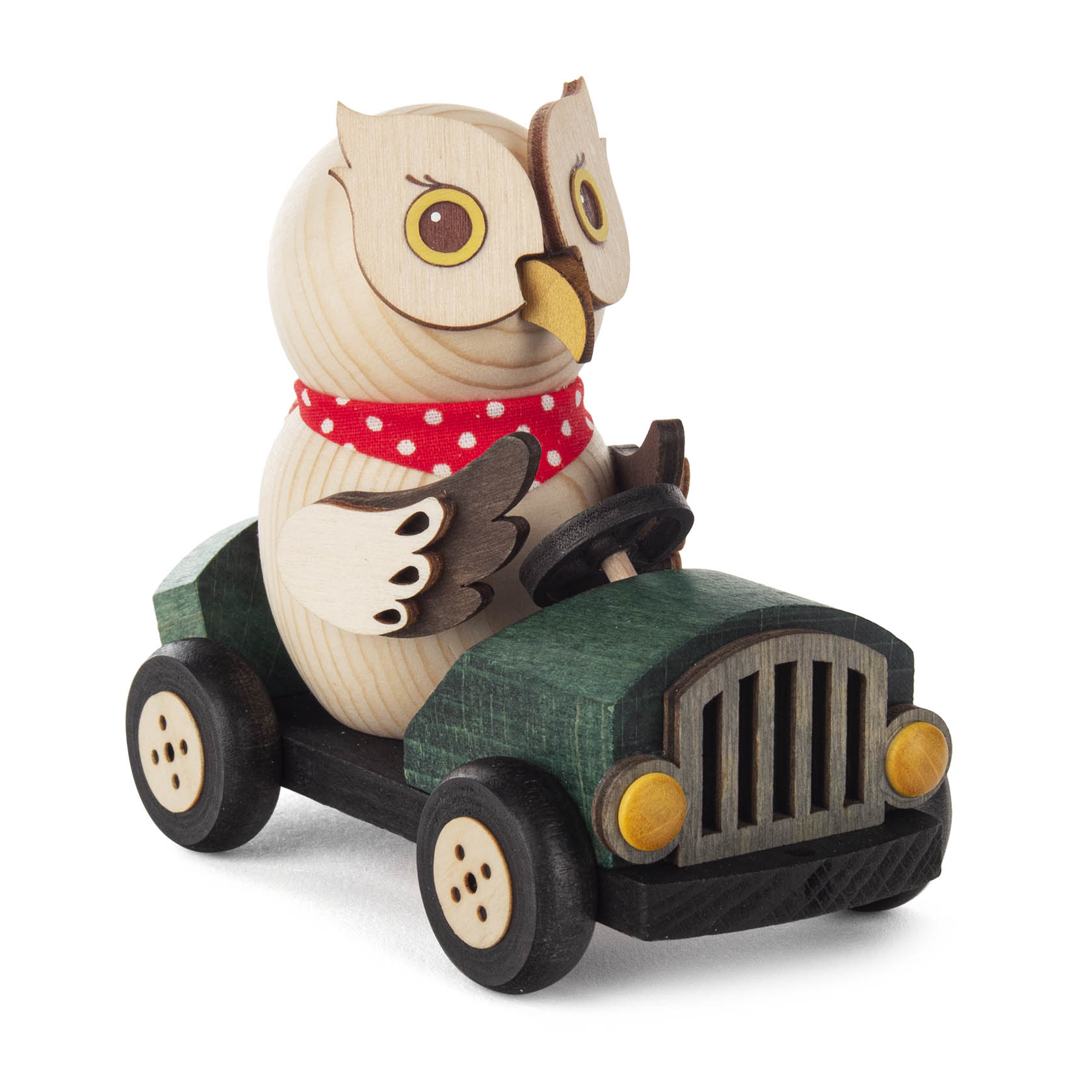 wooden owl with car green im Dregeno Online Shop günstig kaufen