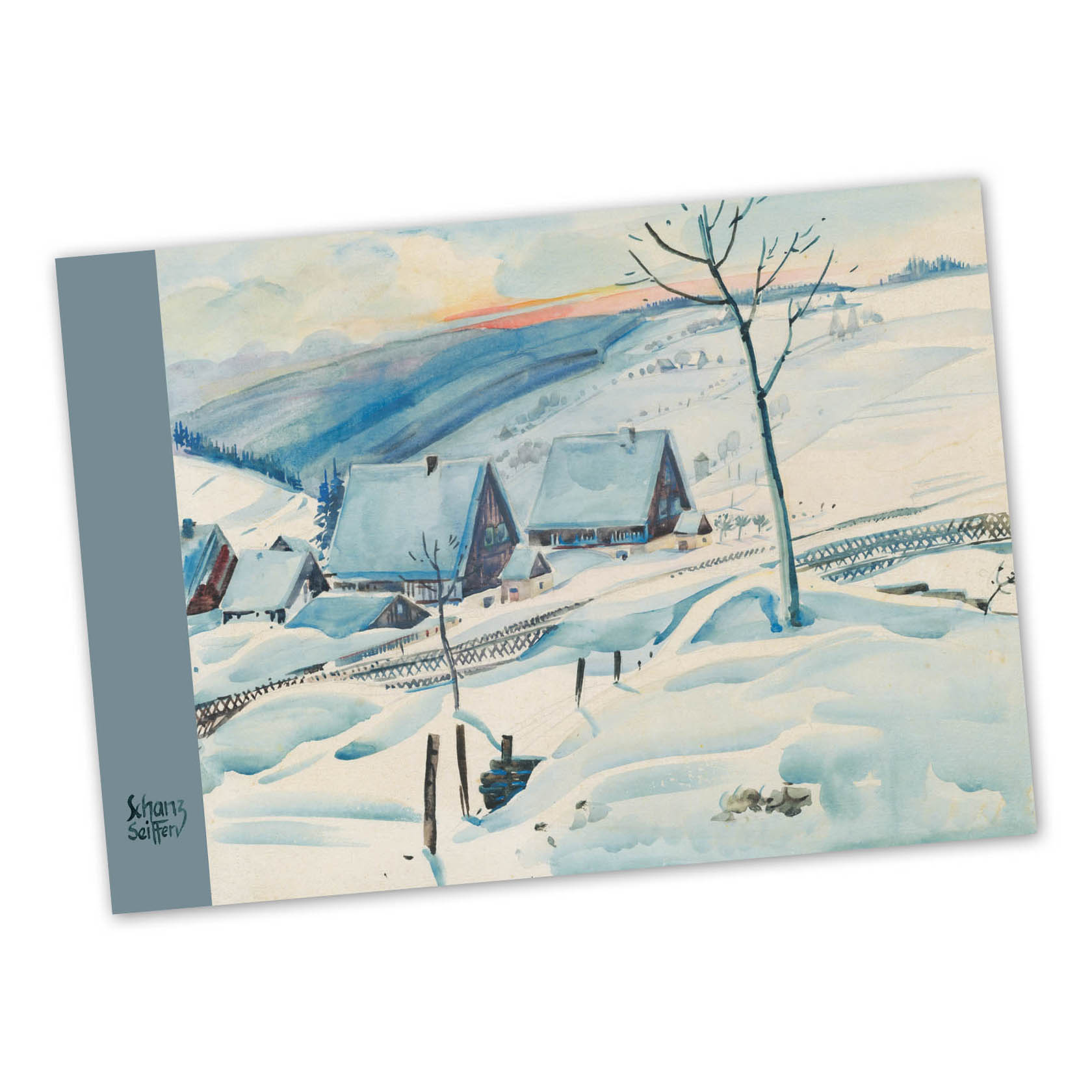 Künstlerkarte Max Schanz "Farben des Gebirges", Winterlandschaft im Dregeno Online Shop günstig kaufen