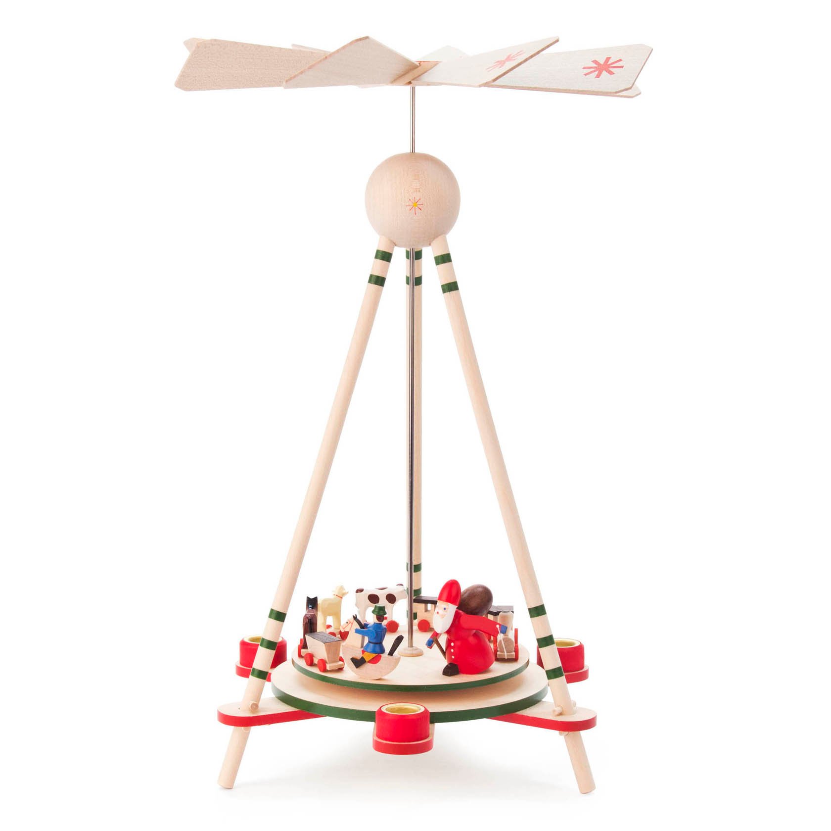 Stabpyramide mit Weihnachtsmann und Spielzeug, für Kerzen d=14mm im Dregeno Online Shop günstig kaufen