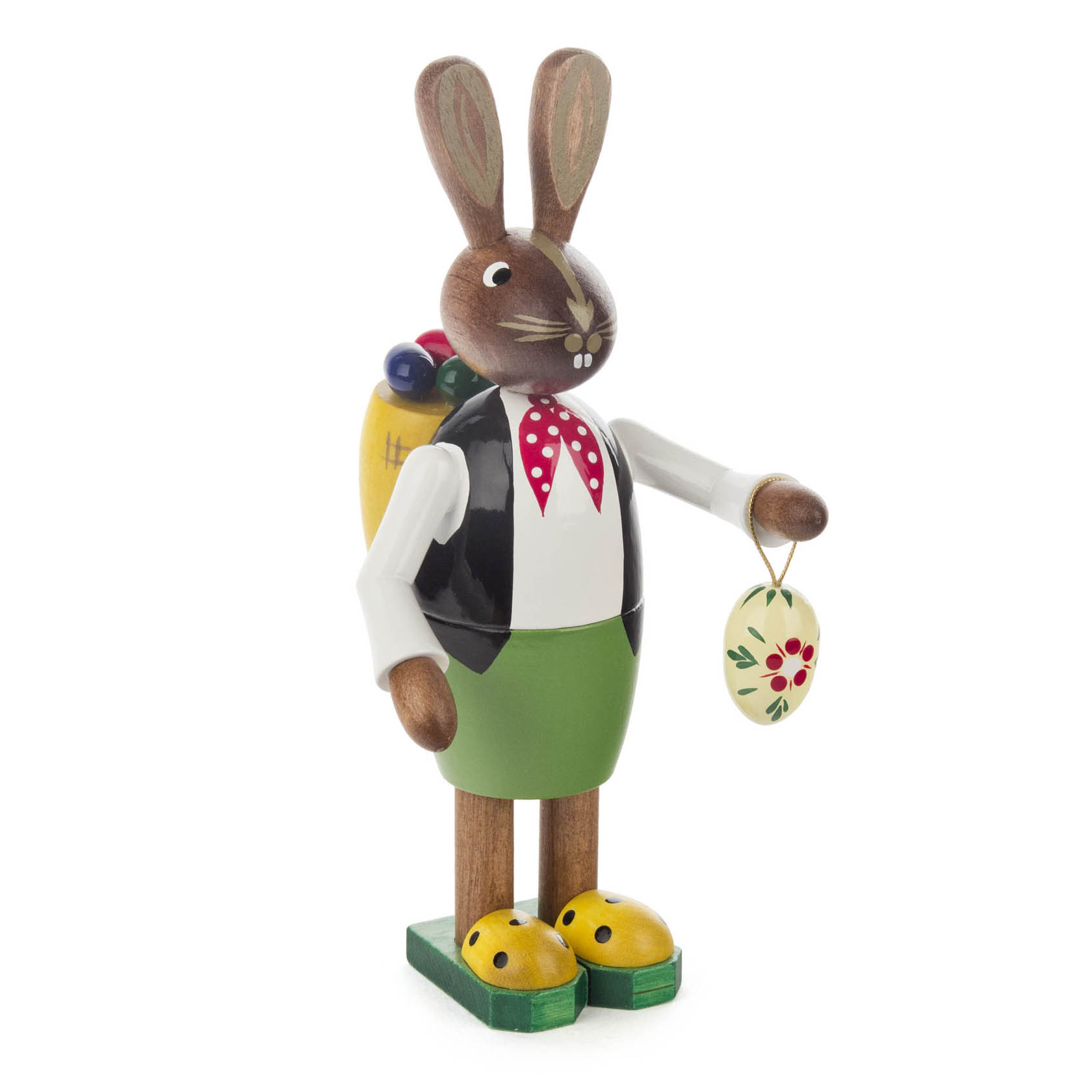 Osterhasenmann mit Korb 14cm und kleinem Osterei