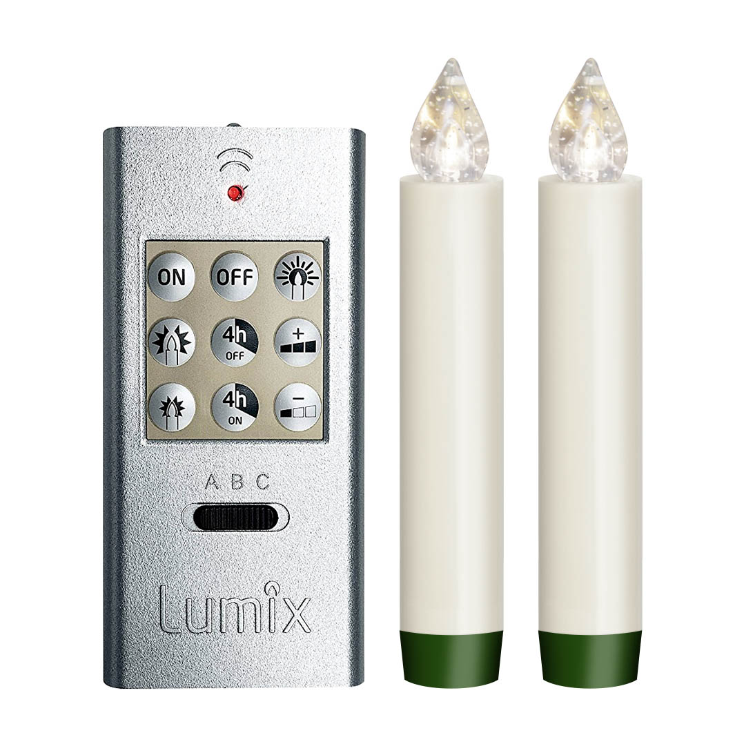 LUMIX CLASSIC superlight elfenbein Basis-Set d=17mm , 2 Kerzen, 1 Fernb., 2 Batterien AA