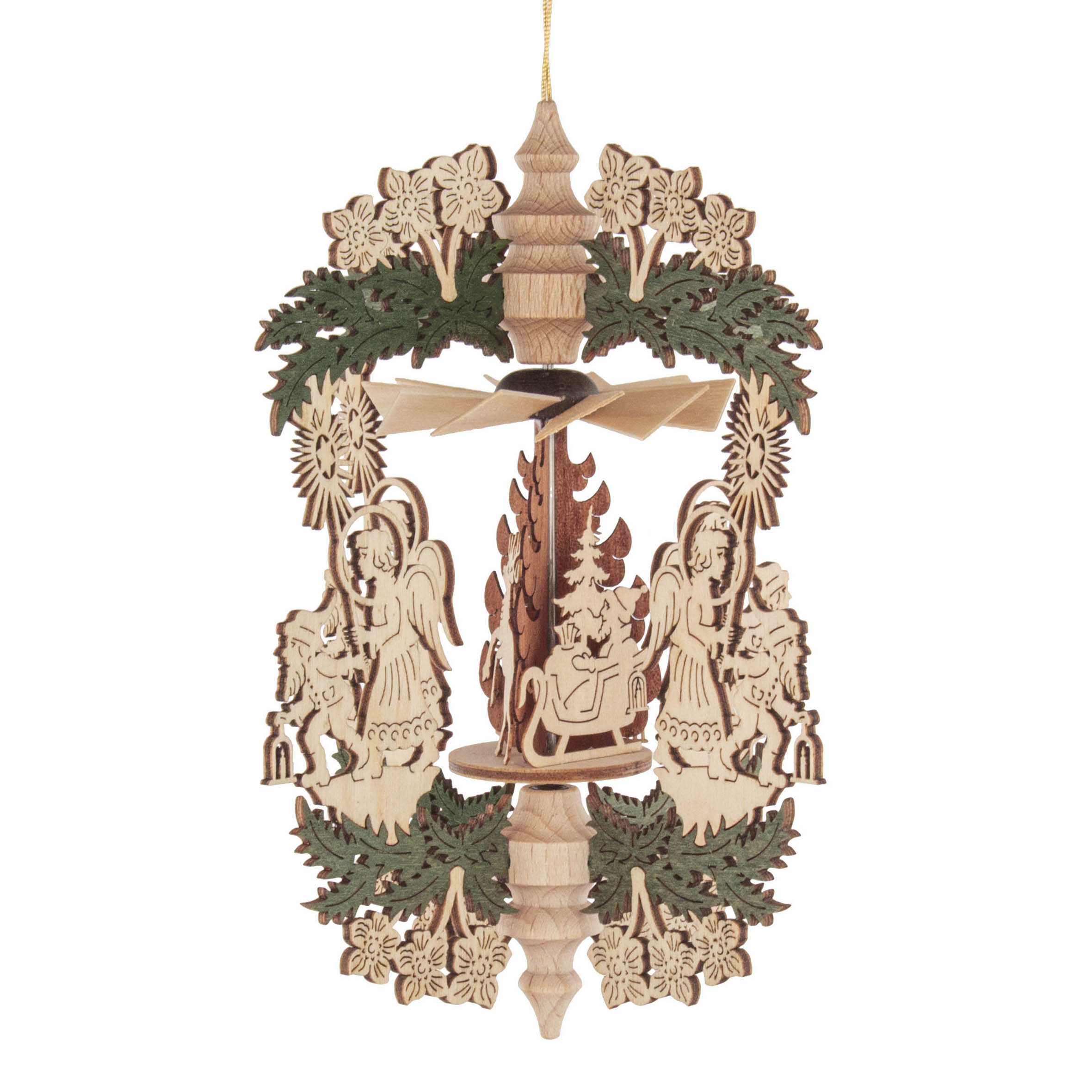 Wärmespiel Christrose Engel mit Zwerg  und Weihnachtsmann zum Hängen 
