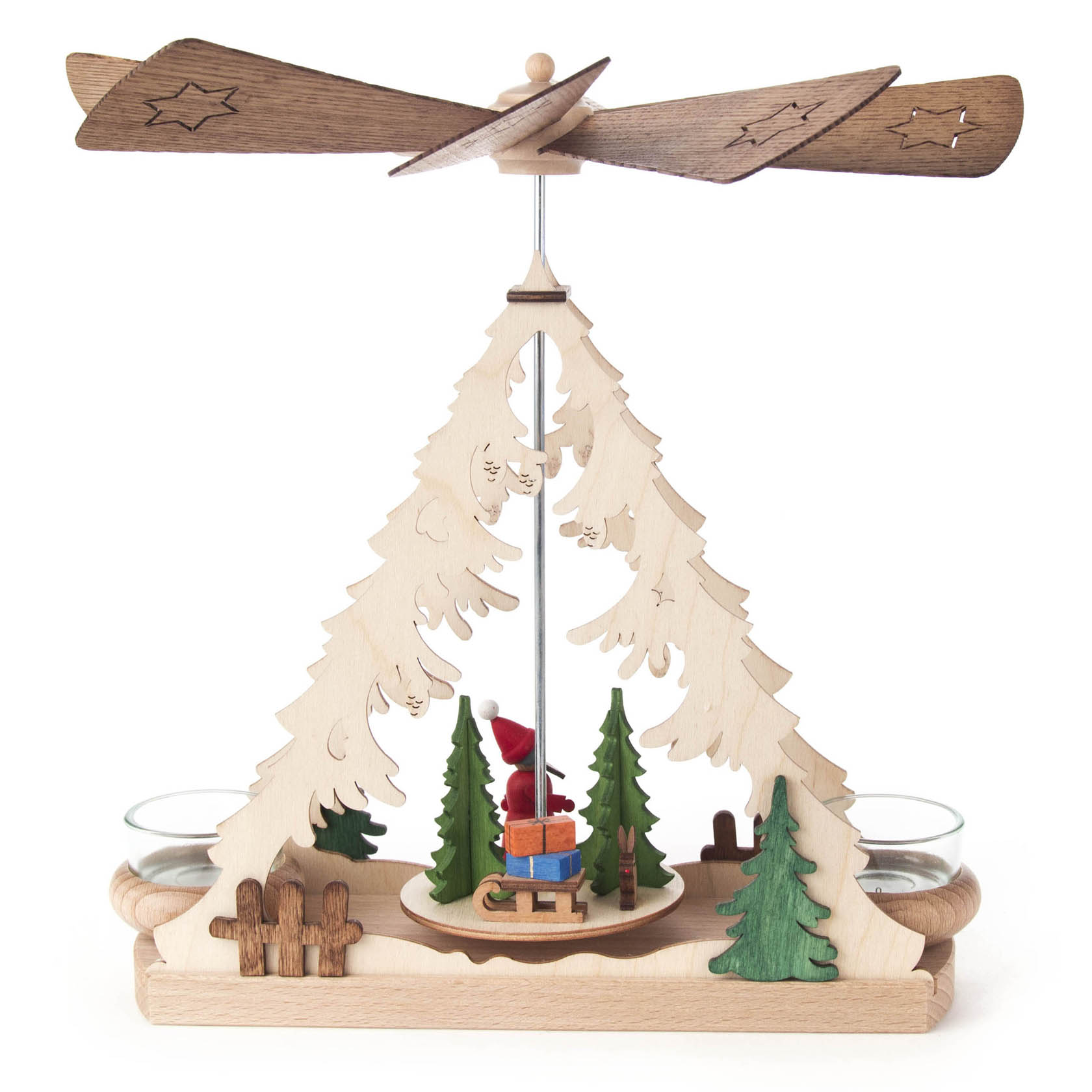 Pyramide mit Weihnachtsmann, für Teelichte