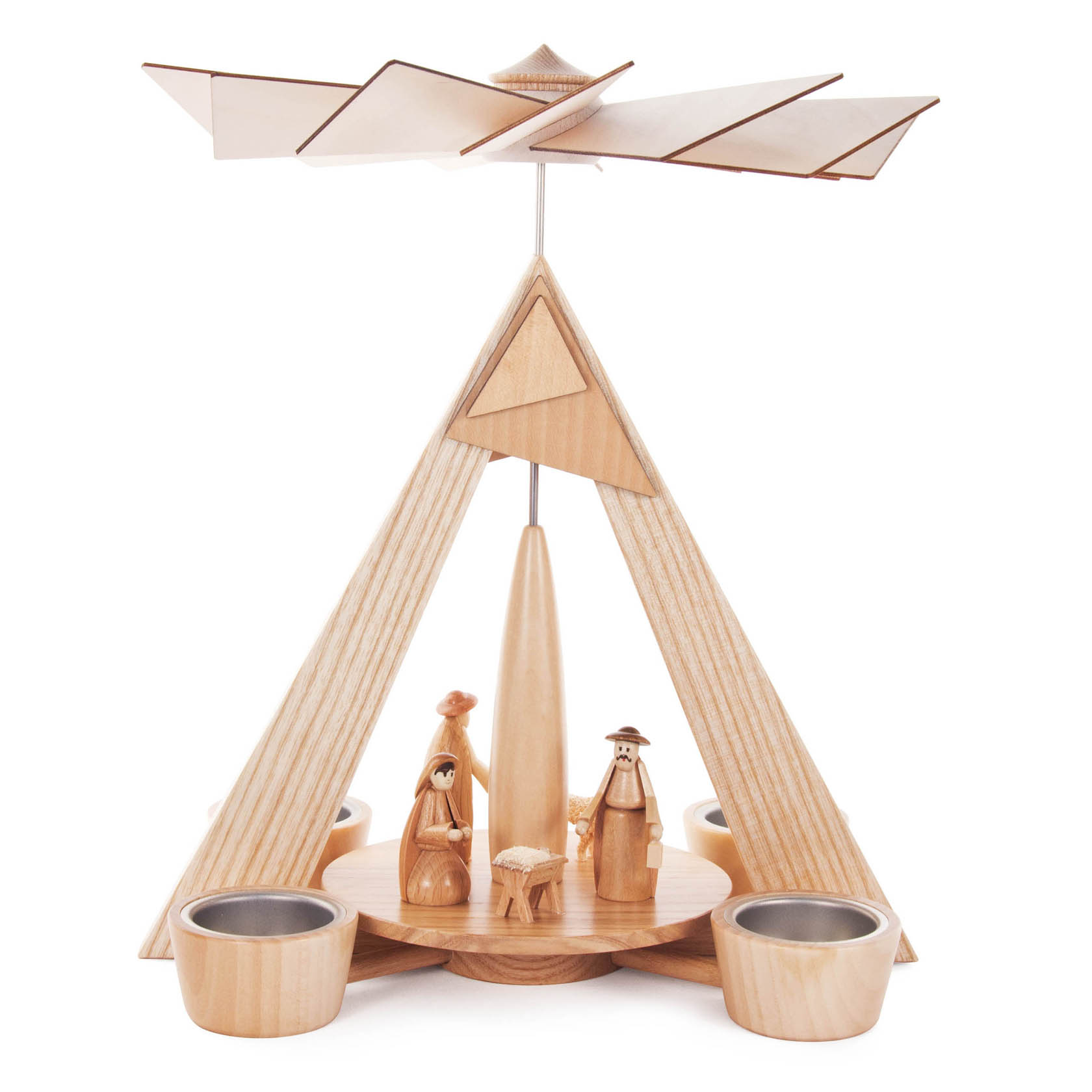 Pyramide mit Christi Geburt natur, für Teelichte