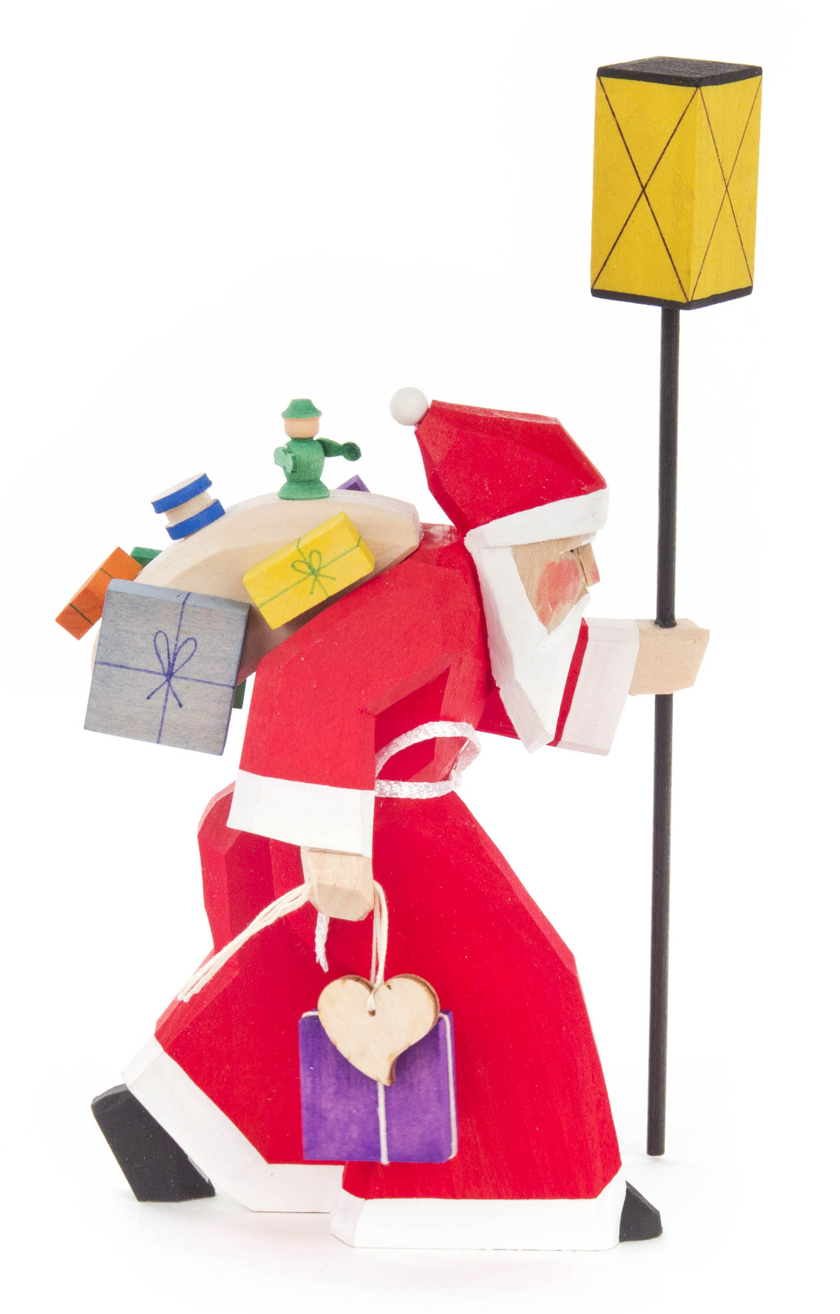 Weihnachtsmann mit Laterne  und Geschenken 