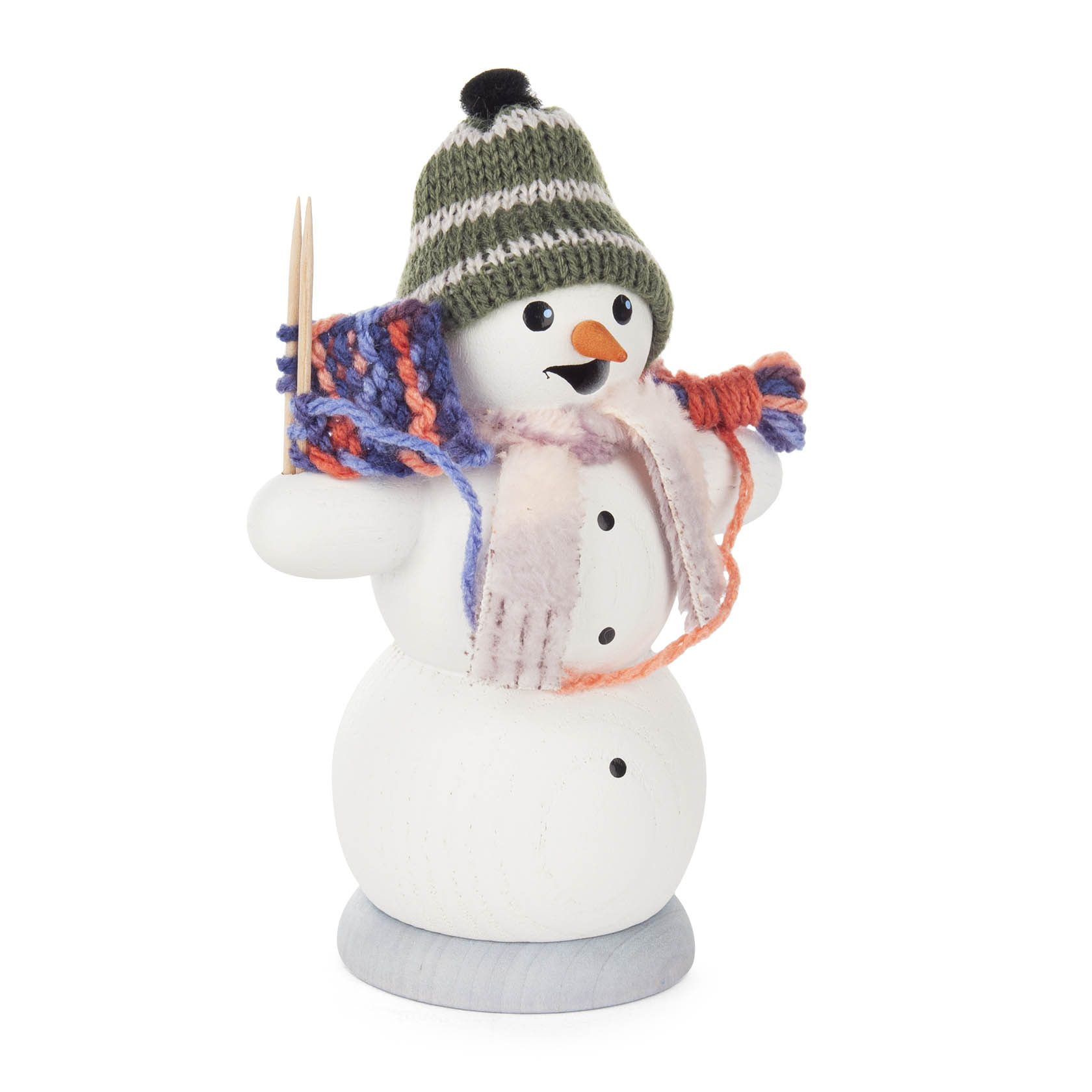 Räuchermann Schneemann mit Strickzeug im Dregeno Online Shop günstig kaufen