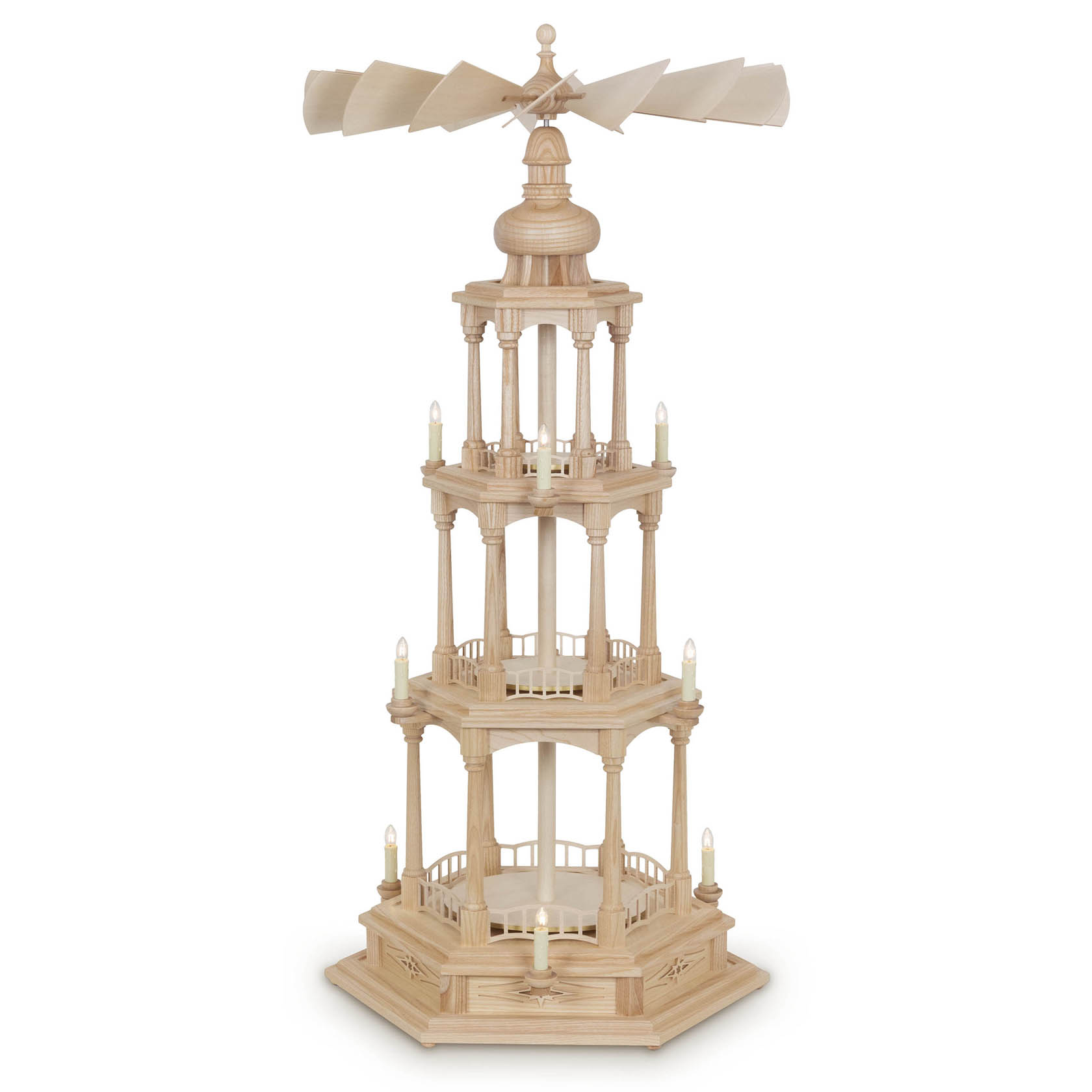 Pyramide ohne Bestückung, 3-stöckig, elektr. Beleuchtung und Antrieb im Dregeno Online Shop günstig kaufen