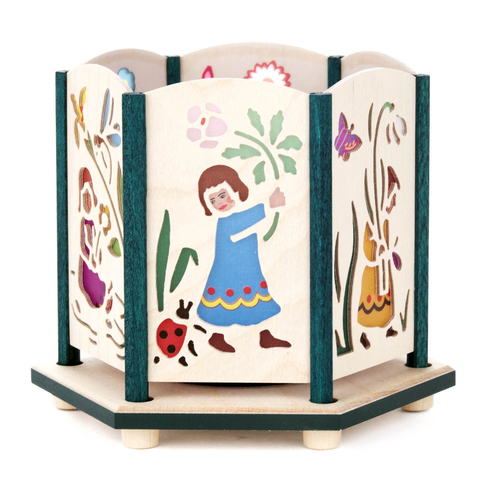 Teelichthalter mit Blumenkindermotiven | Dregeno - Seiffener Originale
