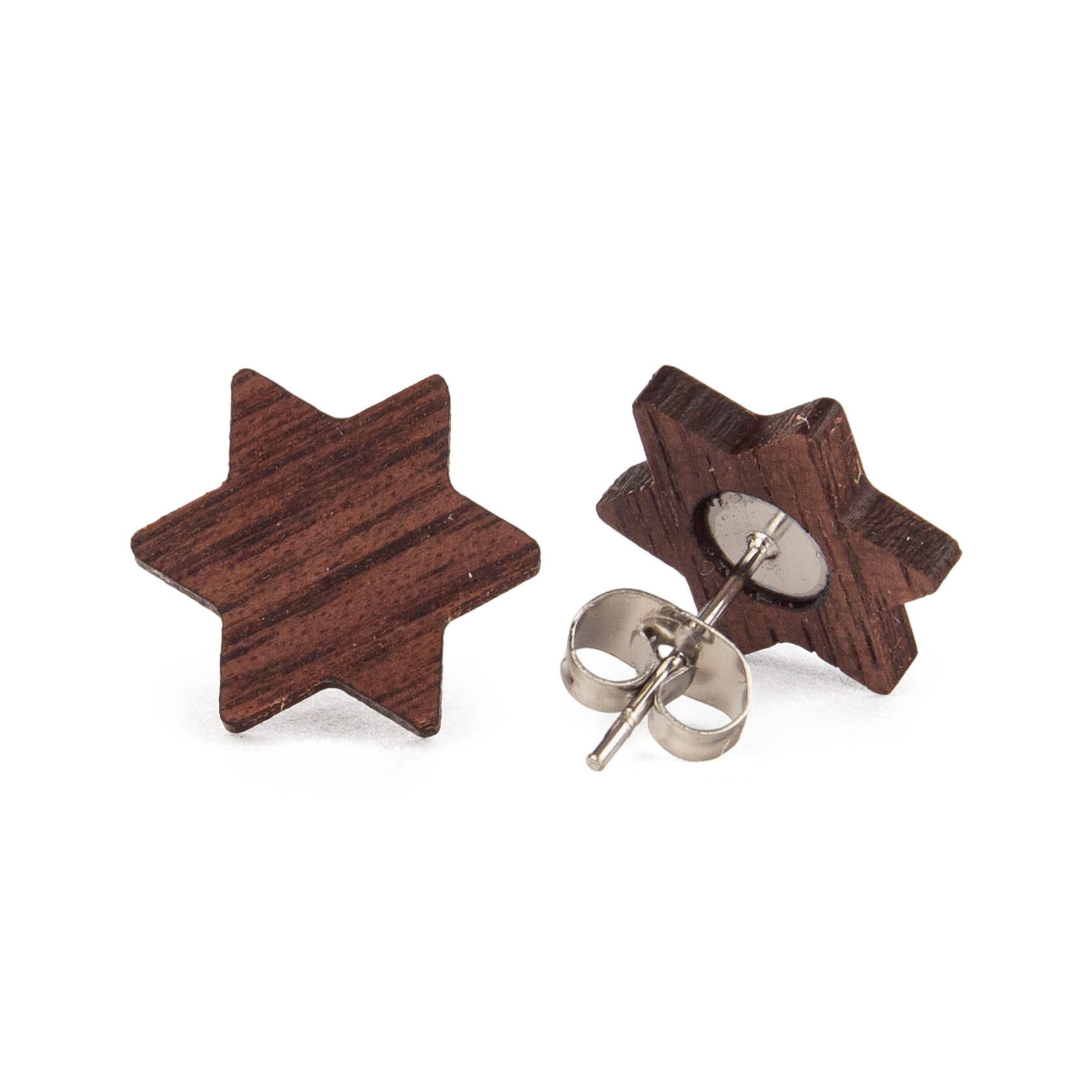 Ohrringe Stern groß aus Nussholz im Dregeno Online Shop günstig kaufen
