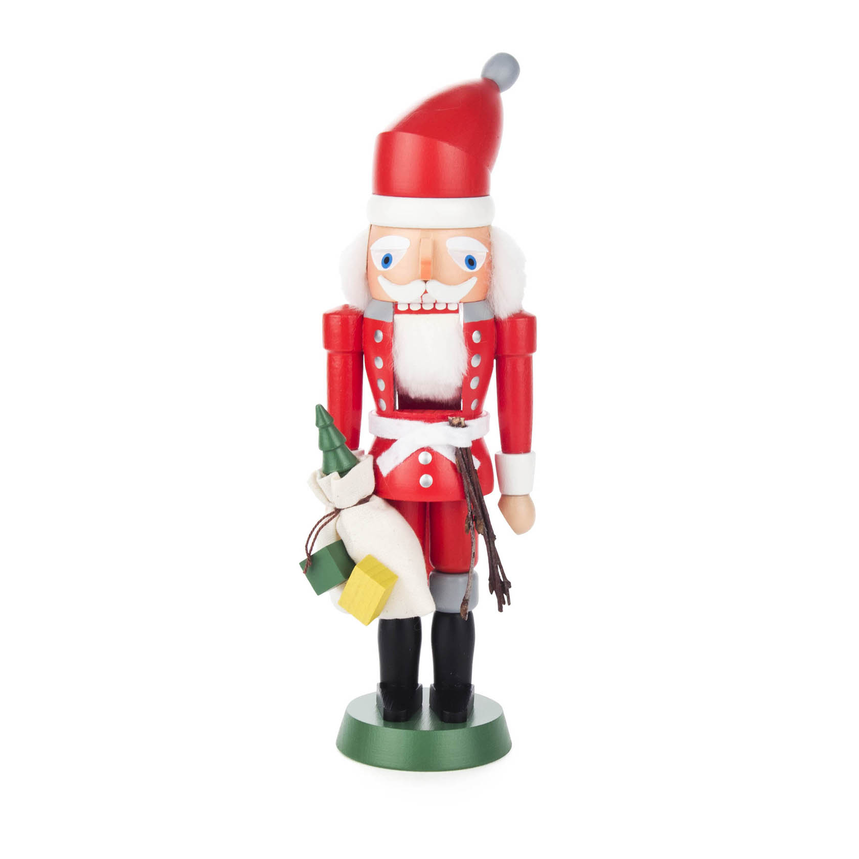 Nussknacker Weihnachtsmann rot, 21cm, mit Rute und Geschenkesack  im Dregeno Online Shop günstig kaufen