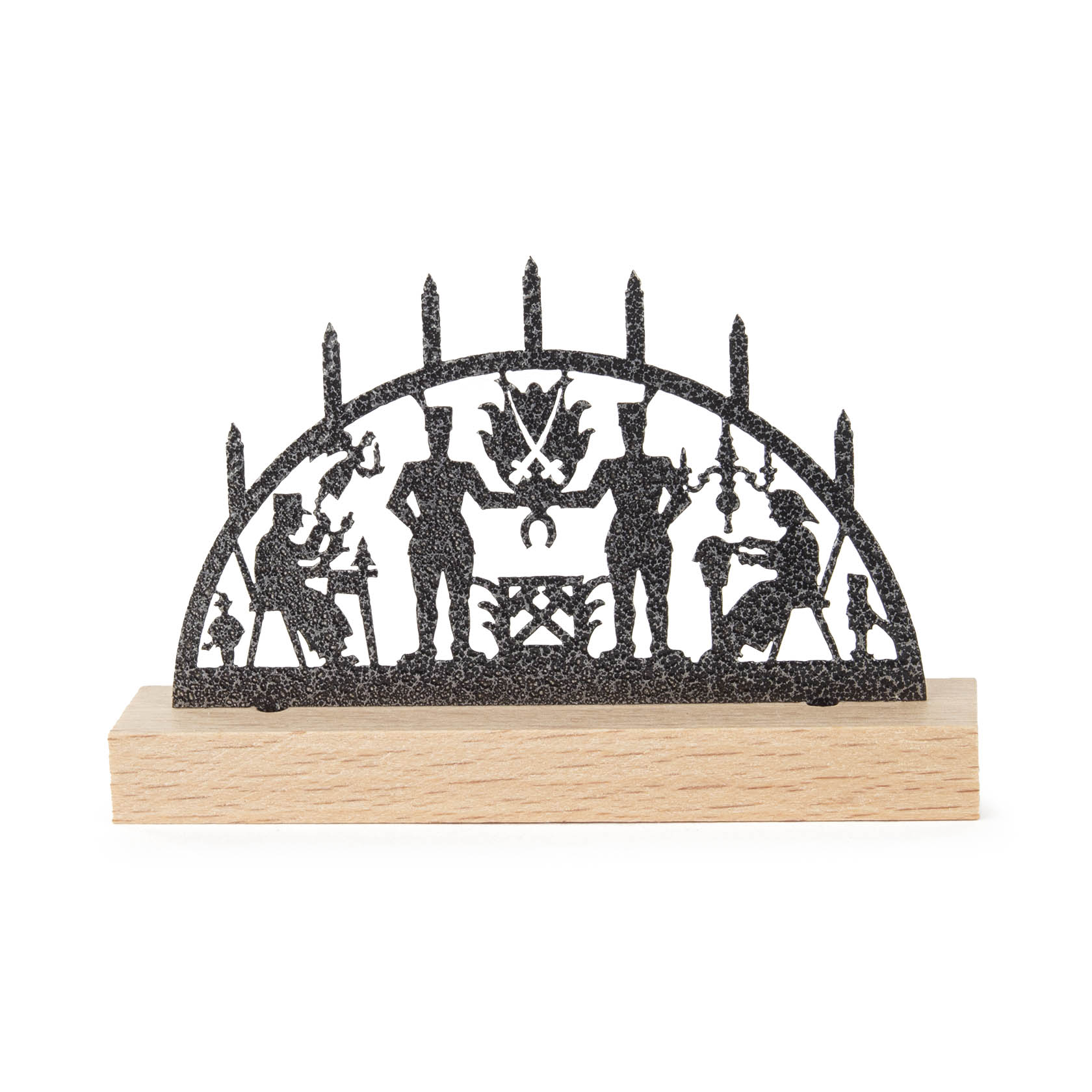 Schwibbogen Bergmann mittel Metall auf Holzsockel im Dregeno Online Shop günstig kaufen