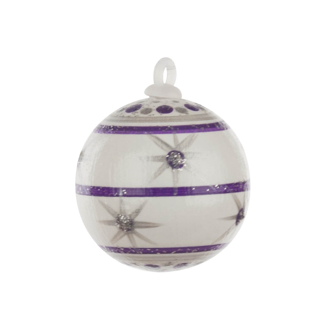 Behang Weihnachtsbaumkugel weiß-violett mit Sternen, ohne Faden im Dregeno Online Shop günstig kaufen