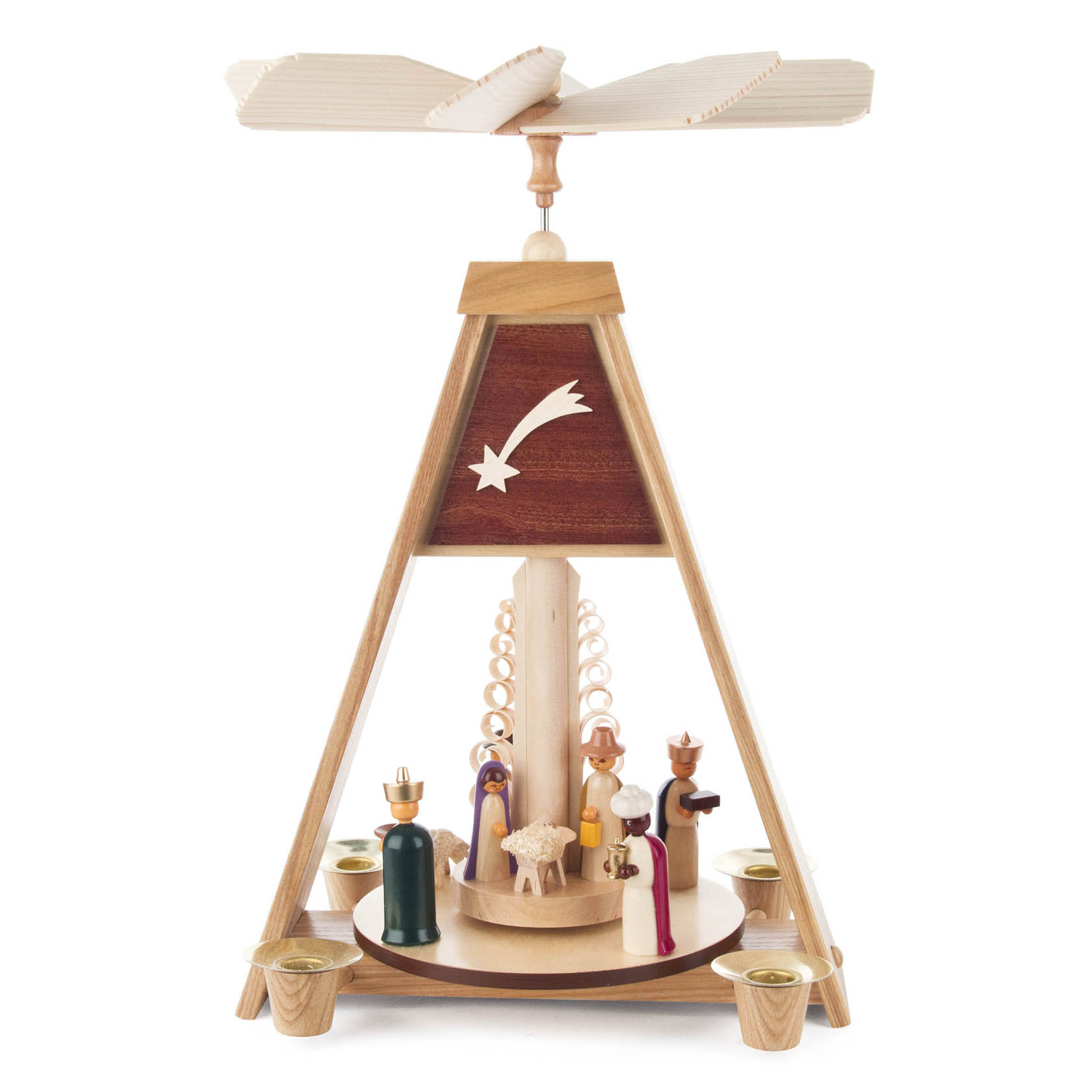 Pyramide mit Christi Geburt, farbige Figuren, für Kerzen d=14mm