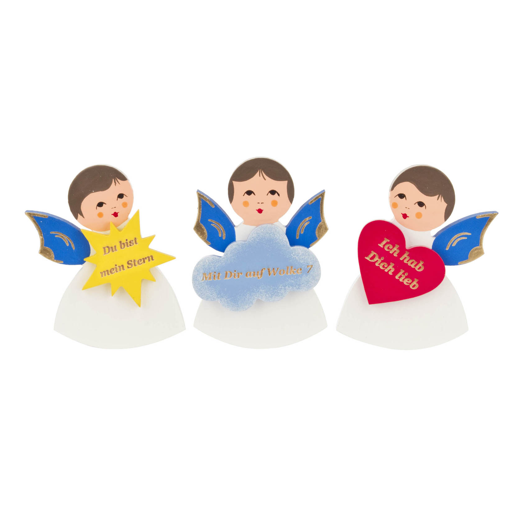 Magnetpin (3) Engel, blaue Flügel mit Sprüchen auf Herz,Stern,Wolke im Dregeno Online Shop günstig kaufen