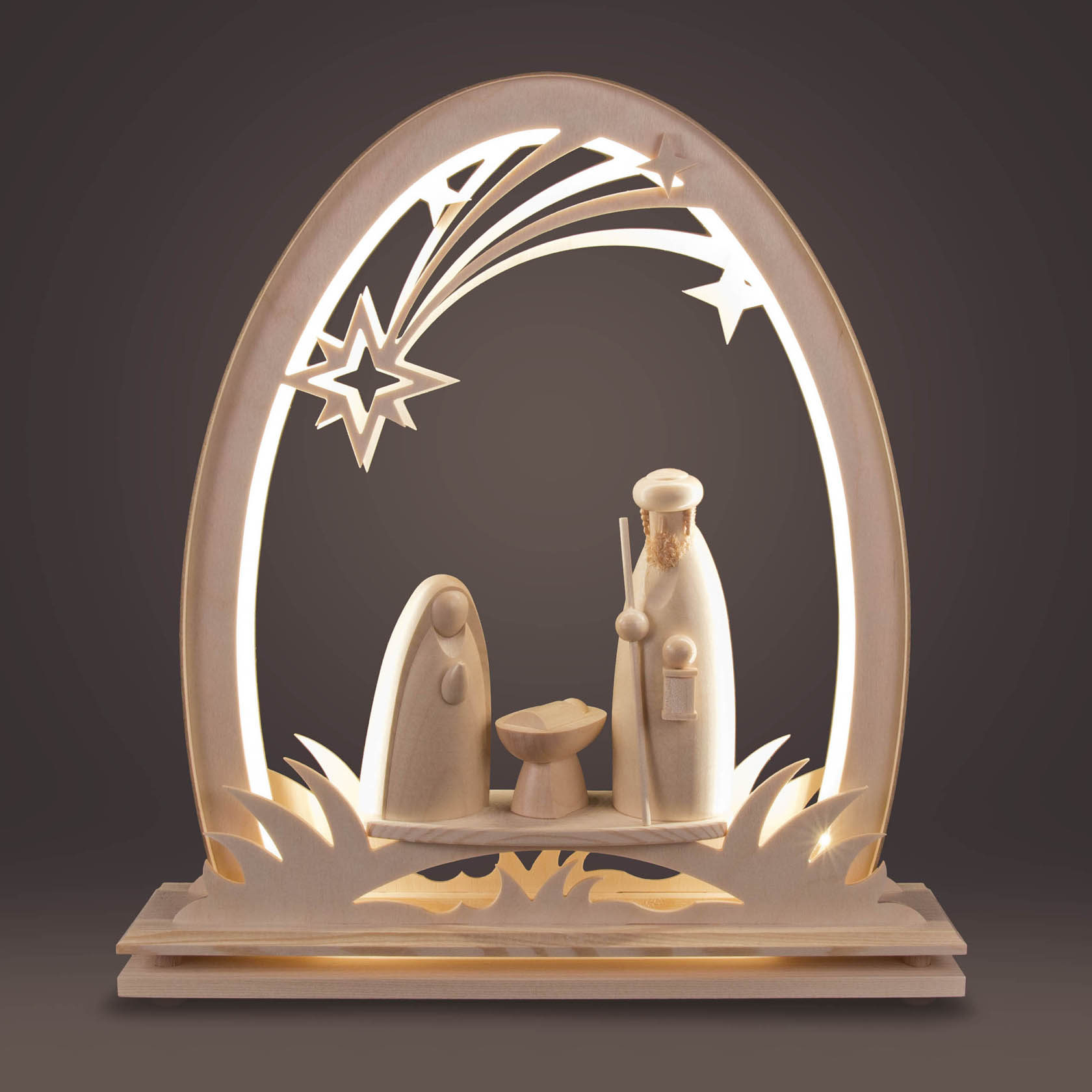 Erzgebirgsbogen mit Christi Geburt, elektrisch beleuchtet LED