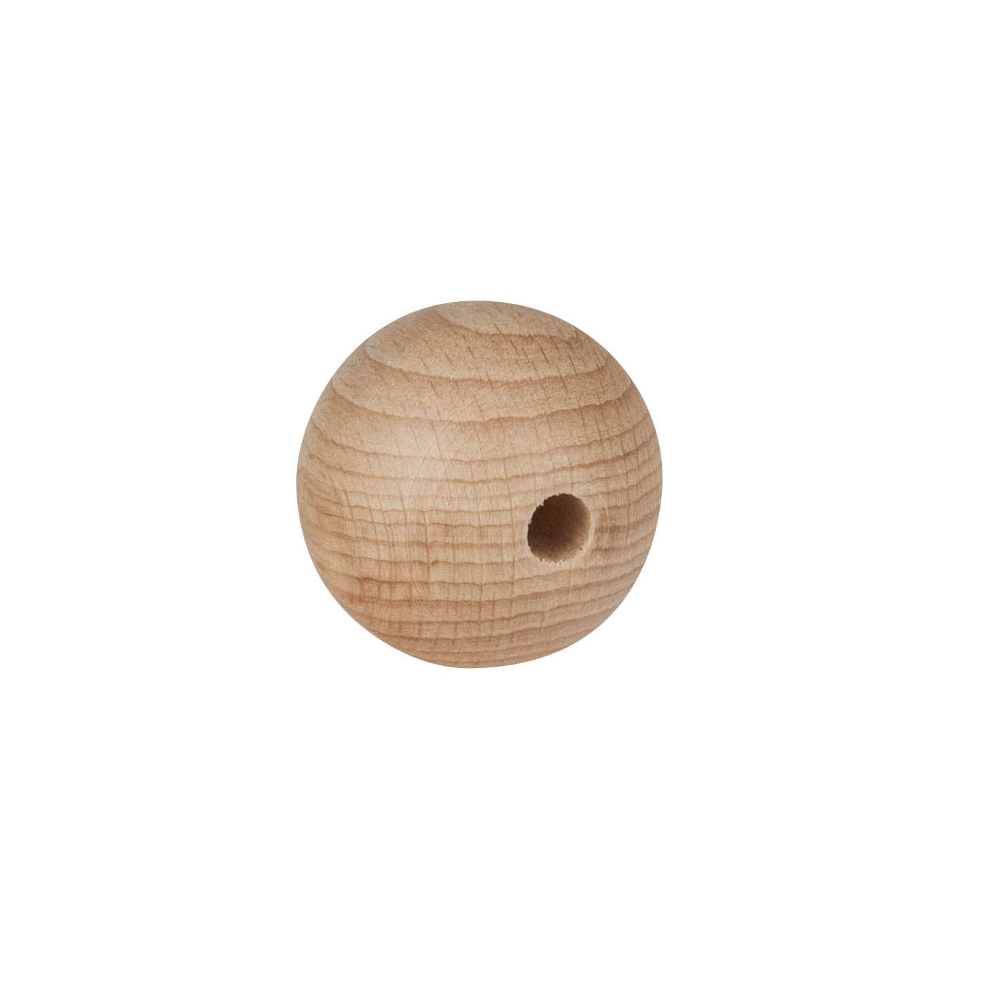 A wooden sphere with a smooth surface and a 40mm diameter, featuring an 8mm hole on one side. im Dregeno Online Shop günstig kaufen