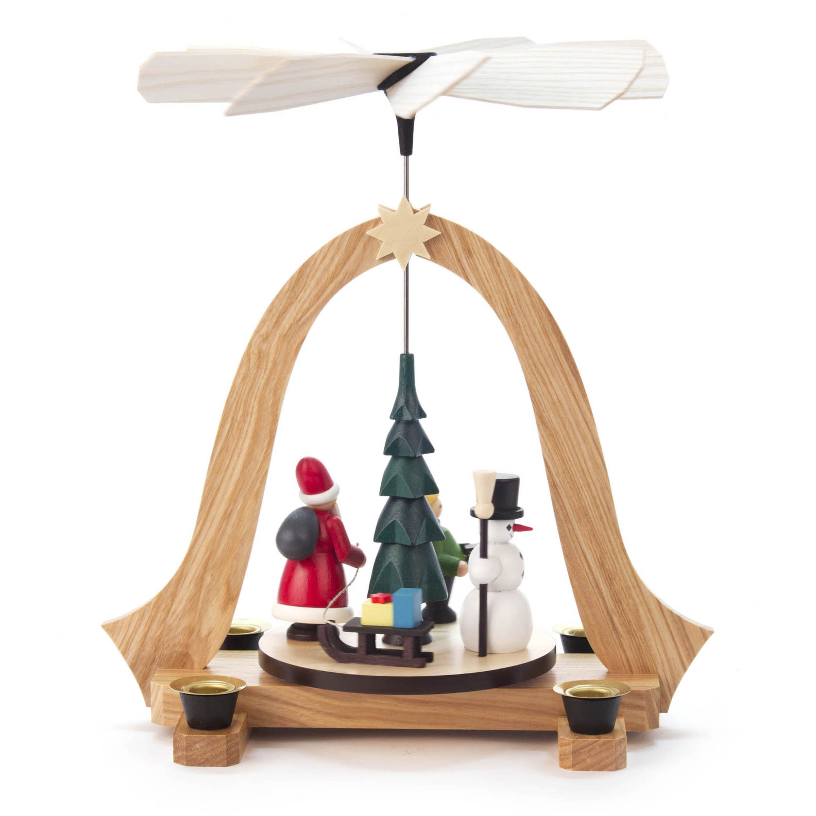 Pyramide "Weihnachtszeit" farbig, für Kerzen d=14mm
