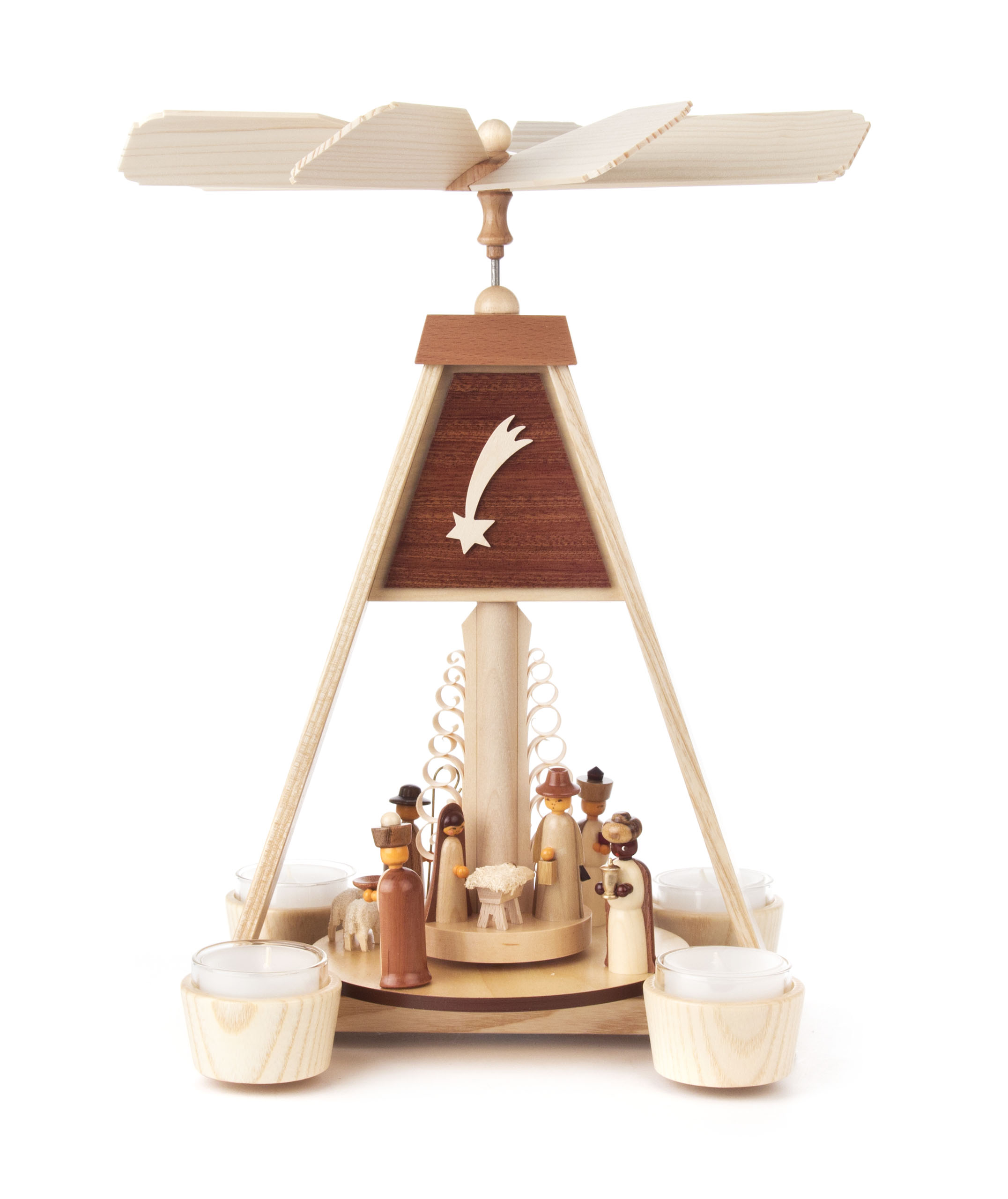 Pyramide mit Christi Geburt, für Teelichte 