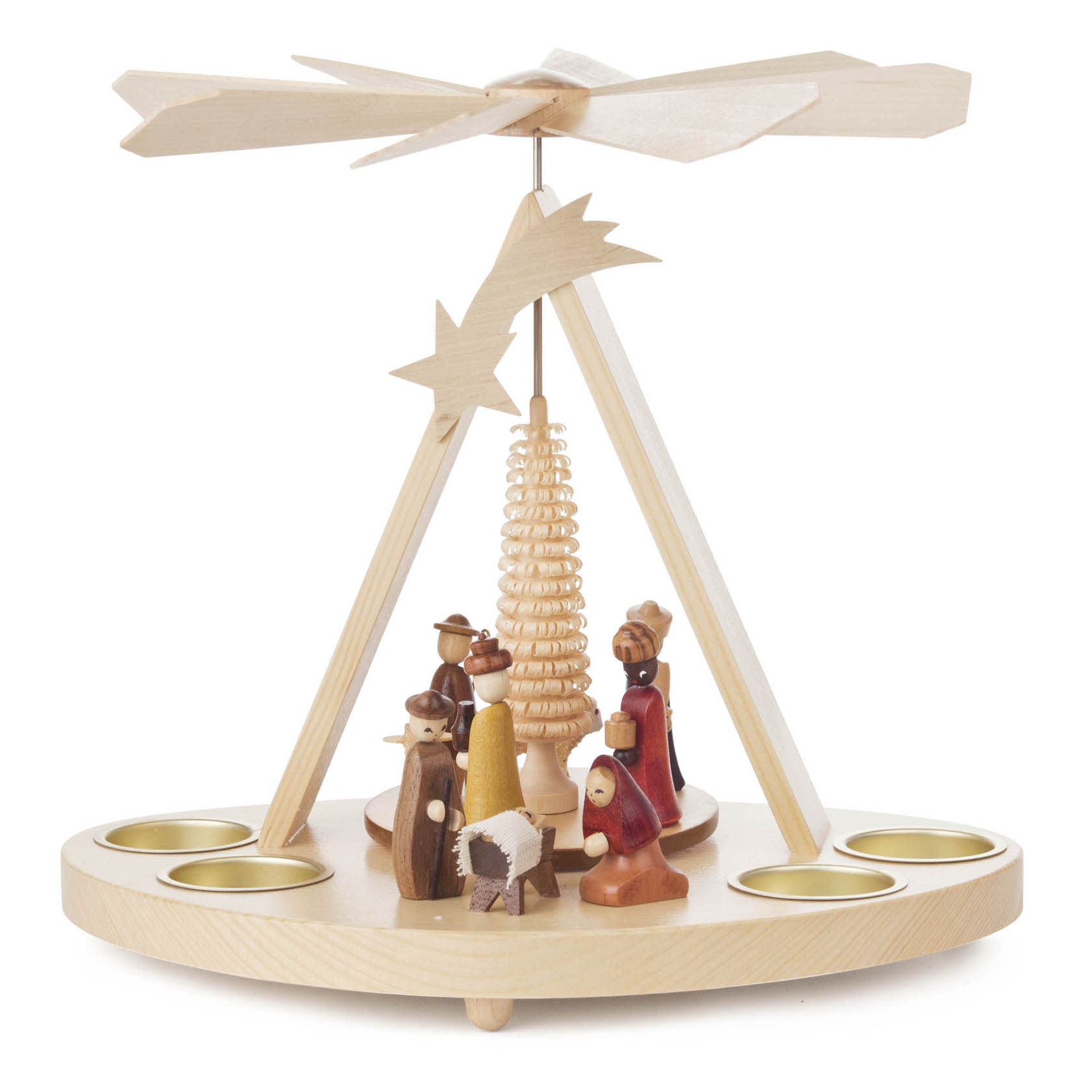 Pyramide mit Christi Geburt, für Teelichte
