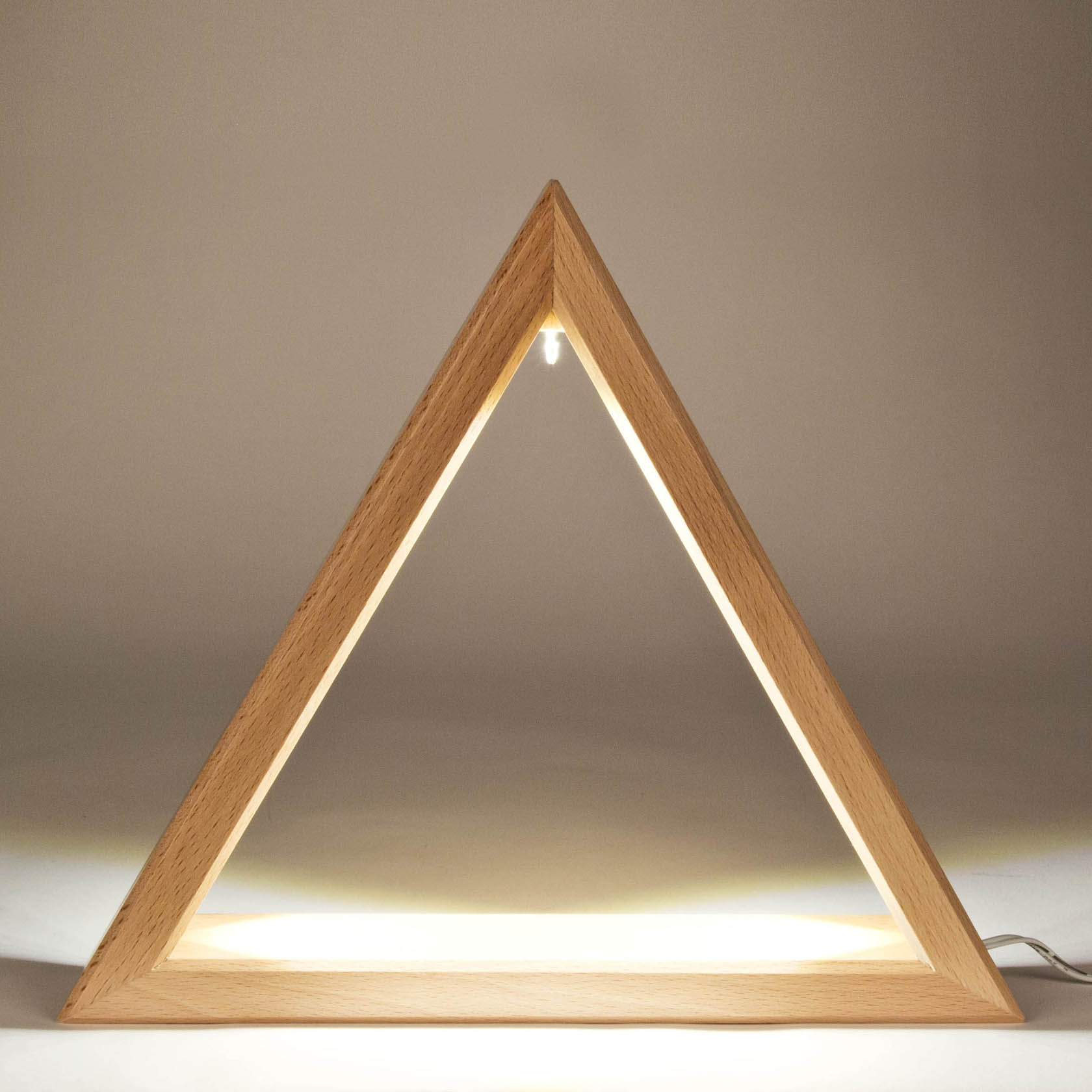 Beleuchtetes Dreieck natur 26cm mit LED Band 12V/Trafo 100-240V