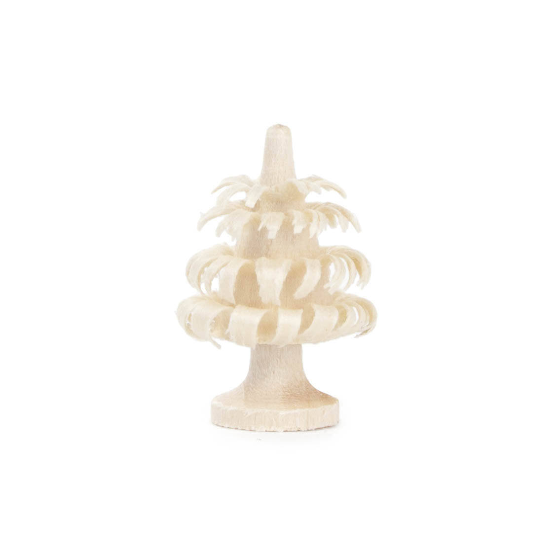 Small wooden tree with natural finish, featuring circular layered branches resembling rings, and a simple trunk. im Dregeno Online Shop günstig kaufen