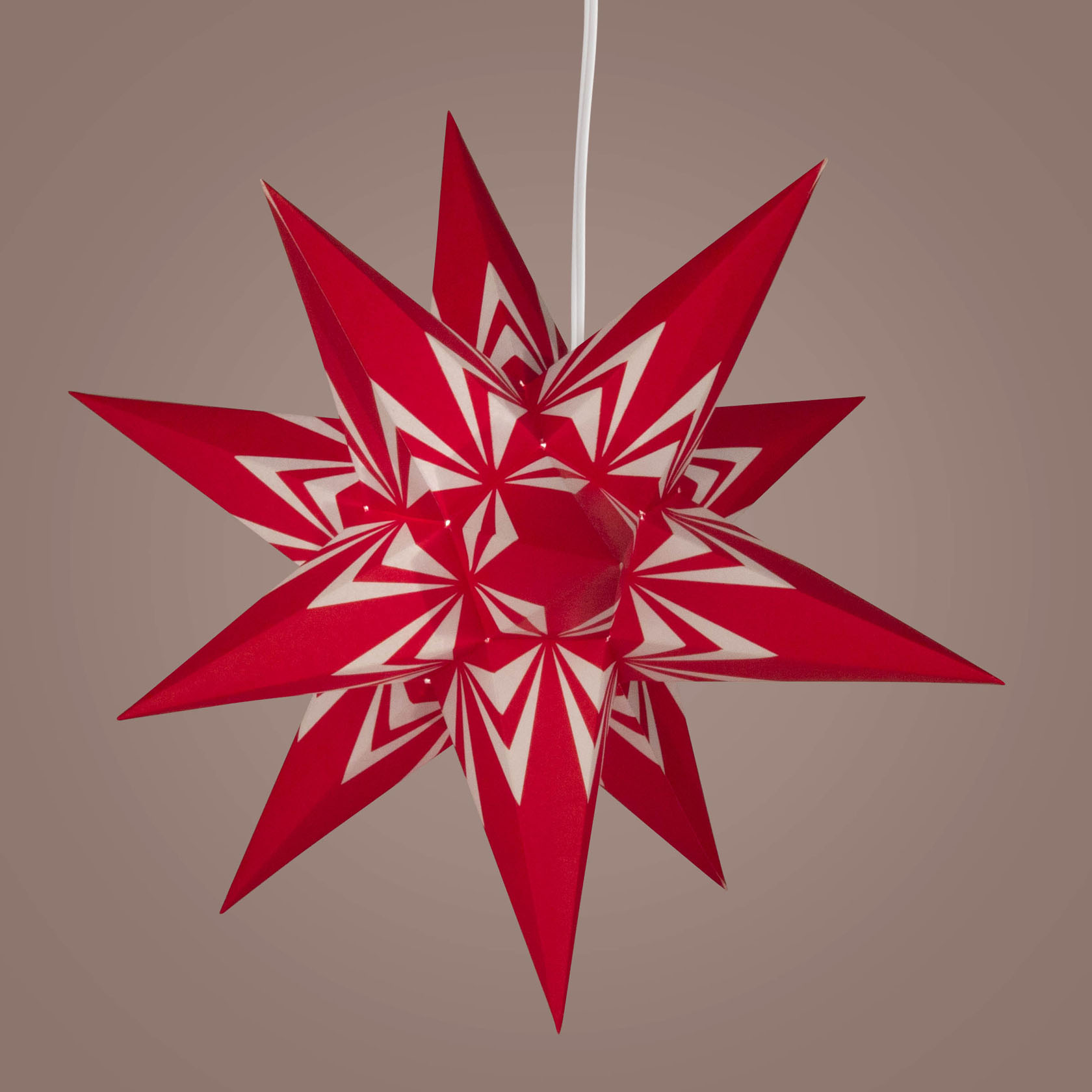 Mini-Adventsstern (1) Ornament auf weiß inkl. elektr. Beleuchtung