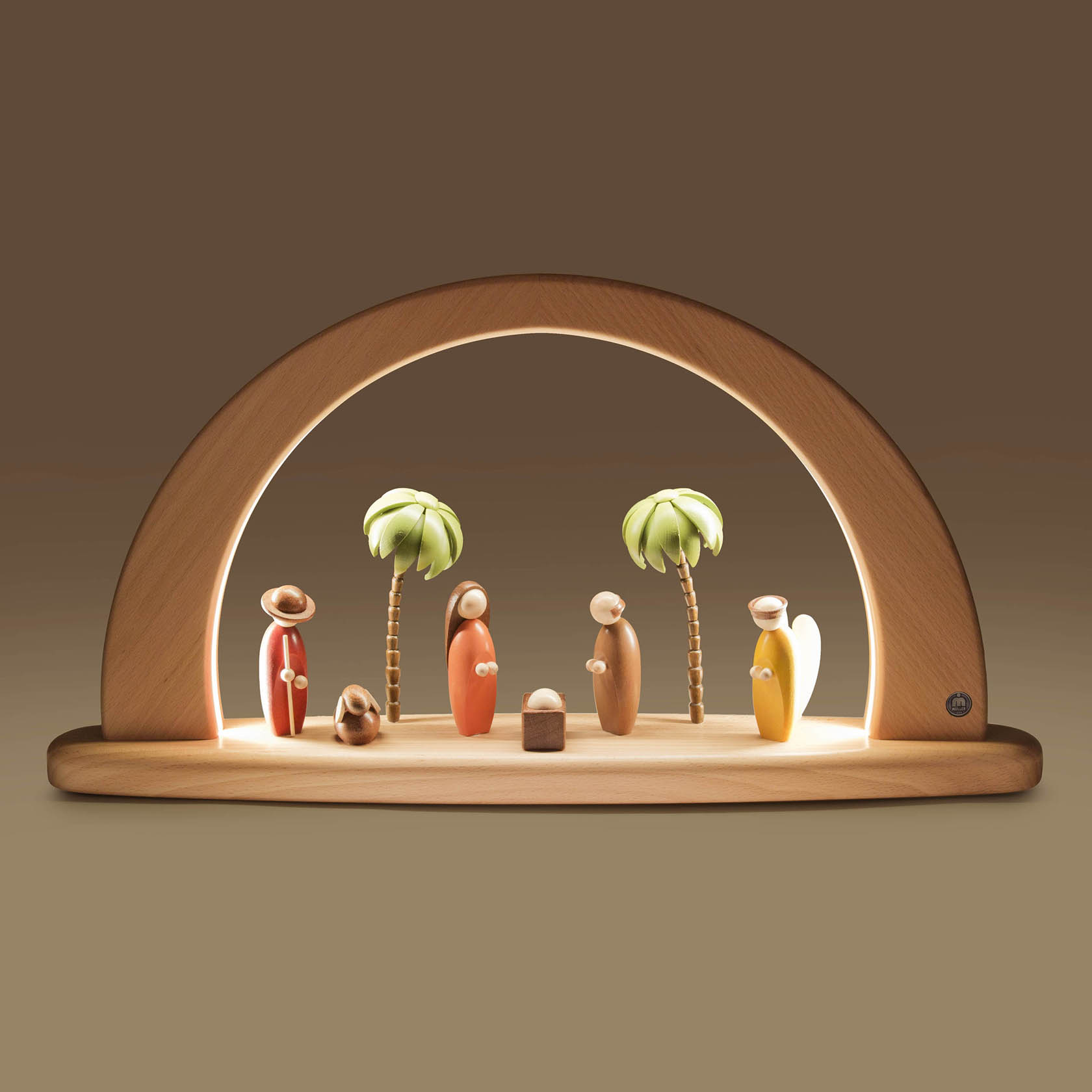 Lichterbogen Christi Geburt farbig Figuren elektr. beleuchtet LED