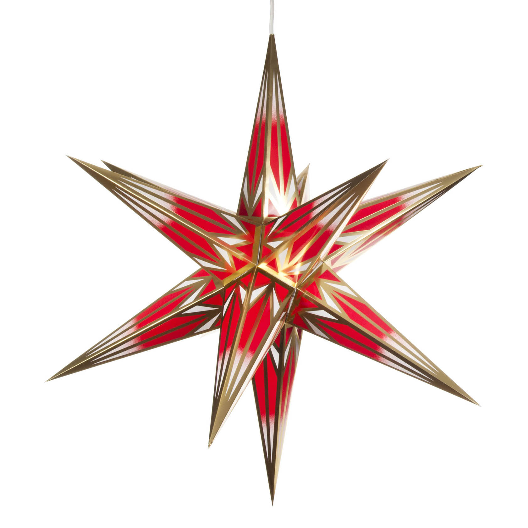Haßlauer Weihnachtsstern für innen rot/gold, d=65cm, mit Elektrik