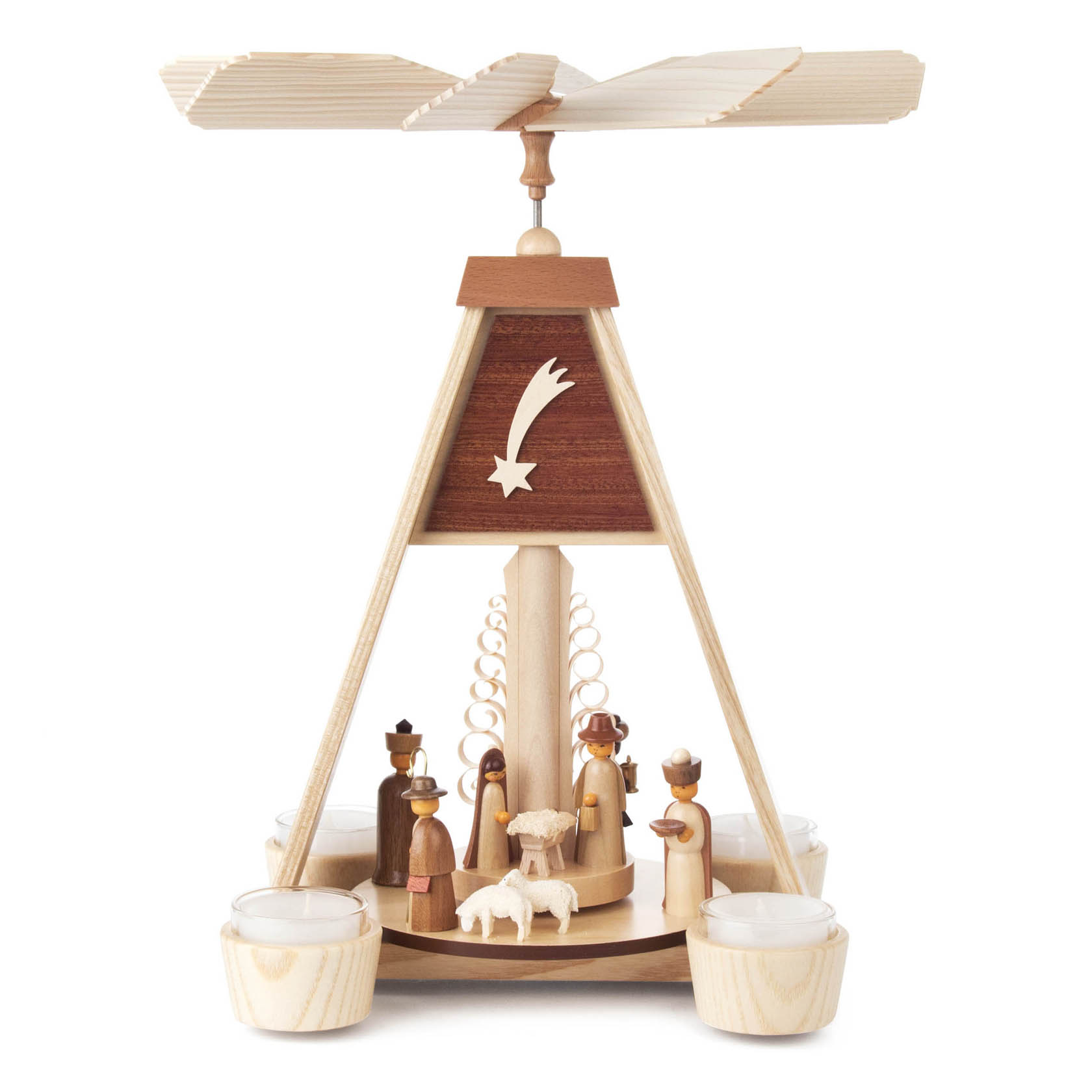 Pyramide mit Christi Geburt, für Teelichte