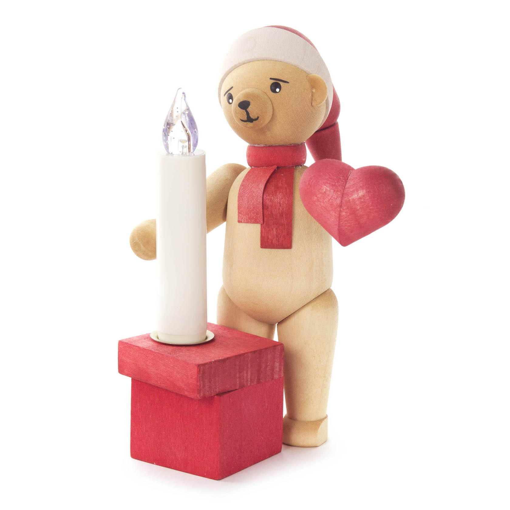 Weihnachtsbär mit Herz und LUMIX LED-Kerze im Dregeno Online Shop günstig kaufen
