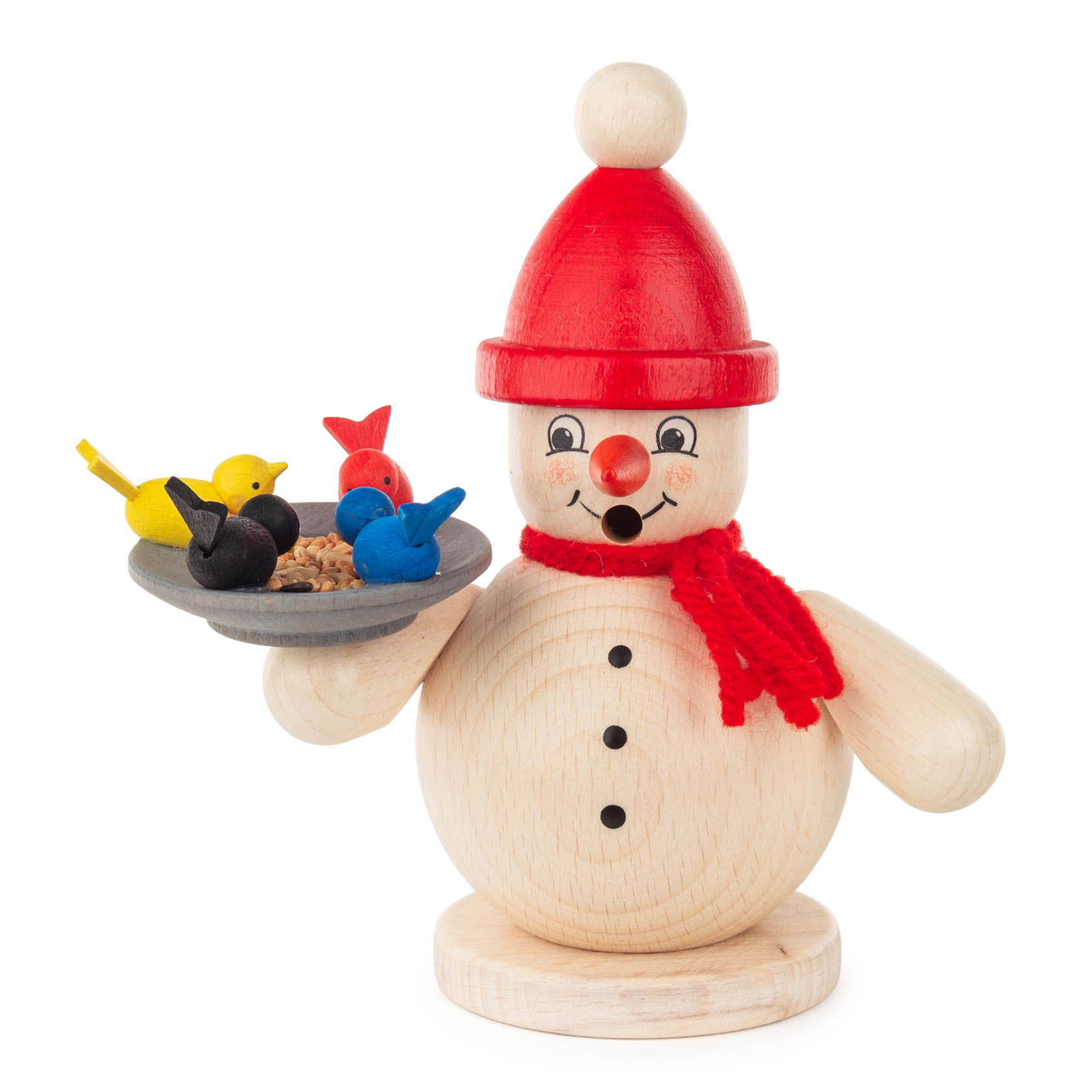 Räuchermann Schneemann mit Vögeln rote Pudelmütze im Dregeno Online Shop günstig kaufen