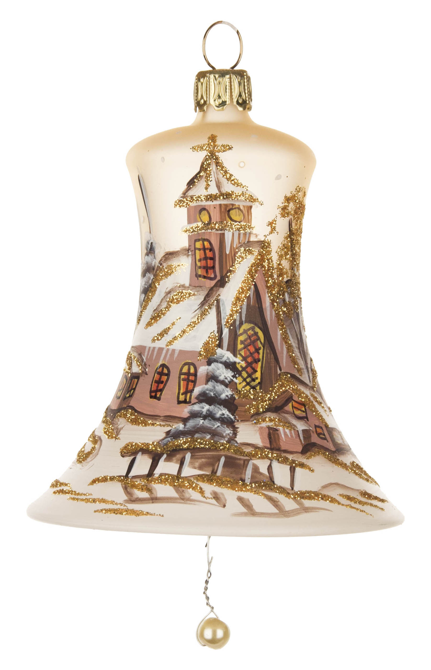 Thüringer Christbaumschmuck Glocke 8cm champager-matt 