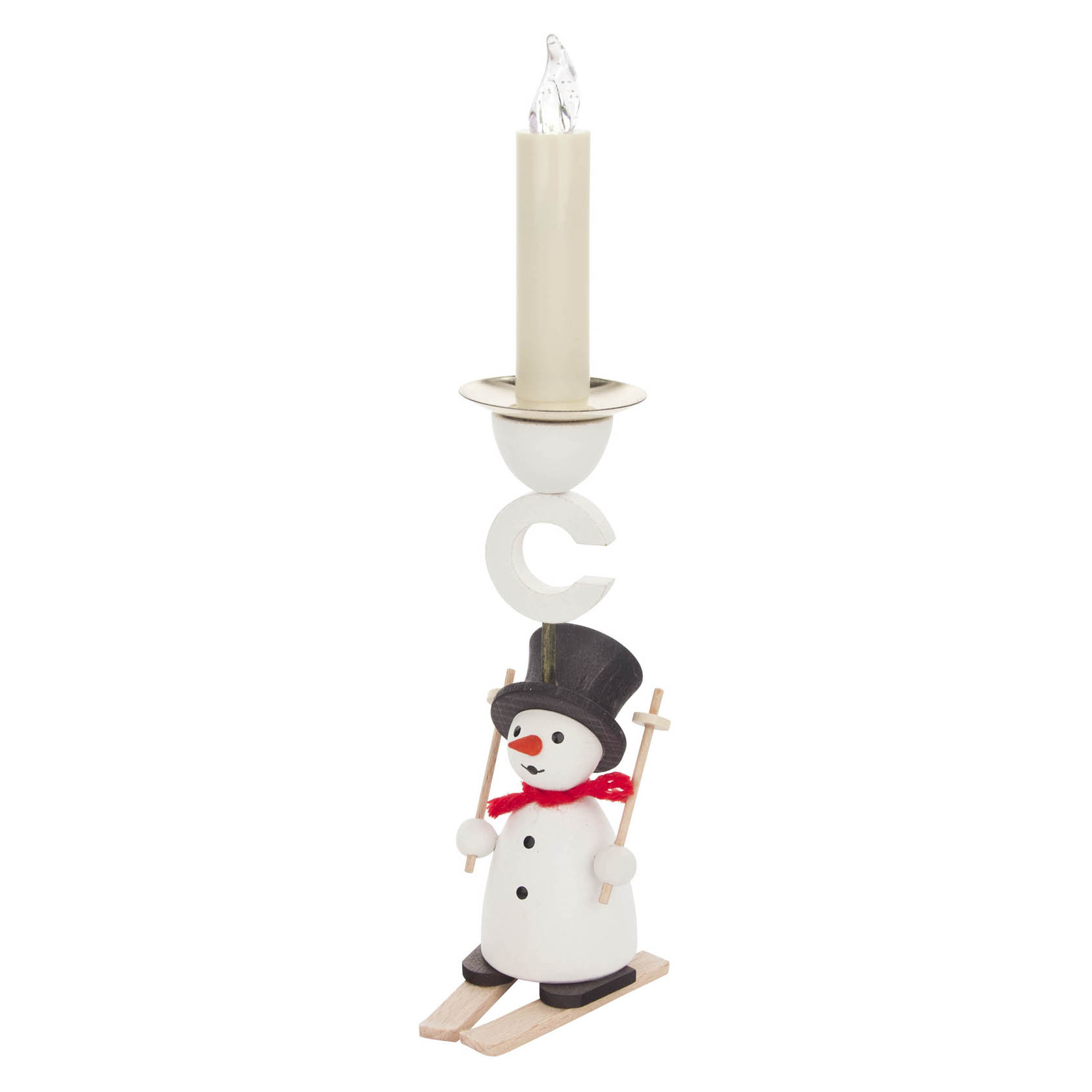 Behang Kerzenhalter Schneemann auf Ski für Kerzen 14mm