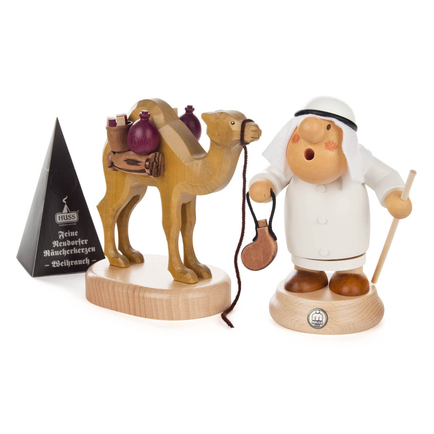 Räuchermann "Müllerchen" Araber,1 Kamel geschnitzt + Räucherkerzen Weihrauch im Dregeno Online Shop günstig kaufen