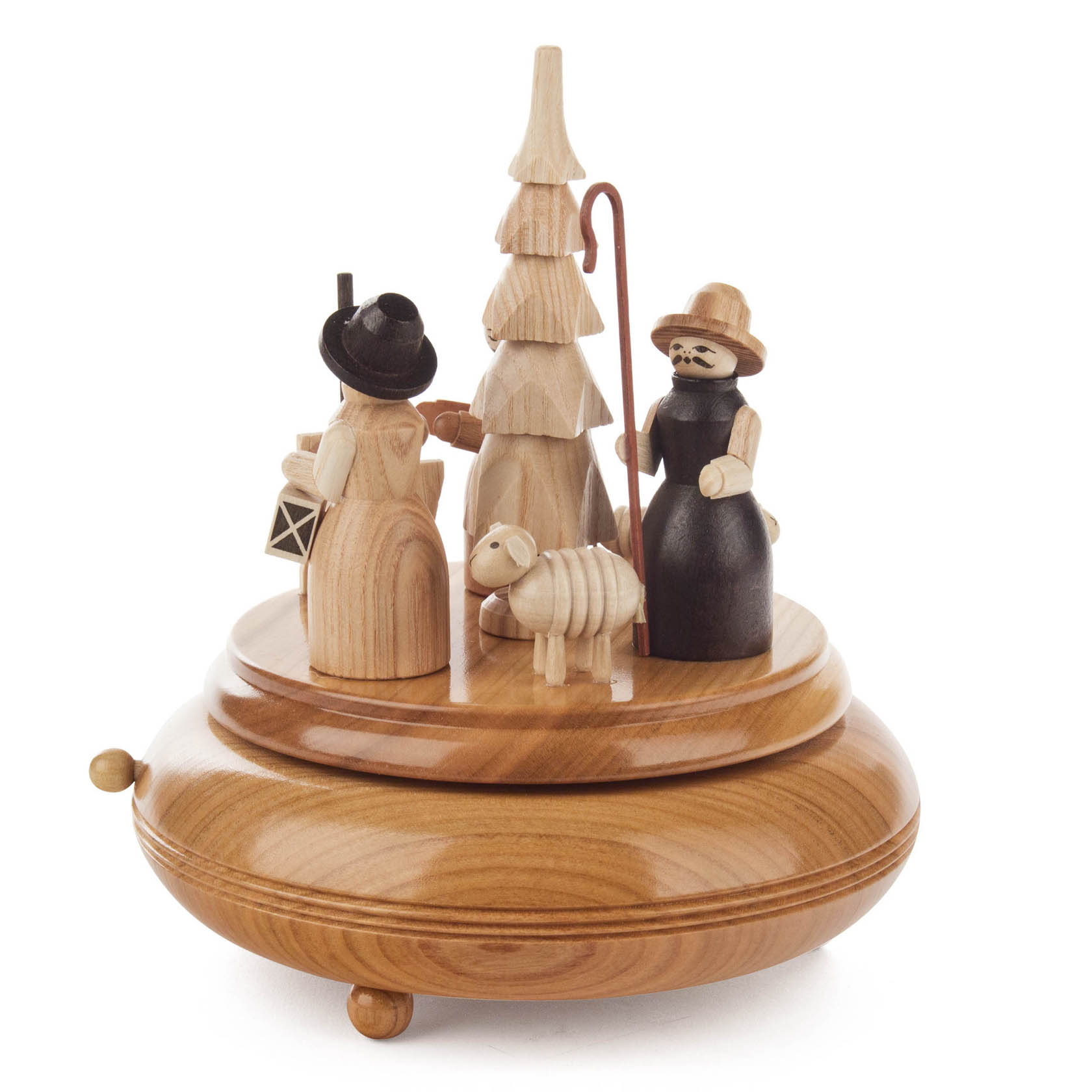 Spieldose mit Krippefiguren, natur Melodie:"Am Weihnachtsbaume"
